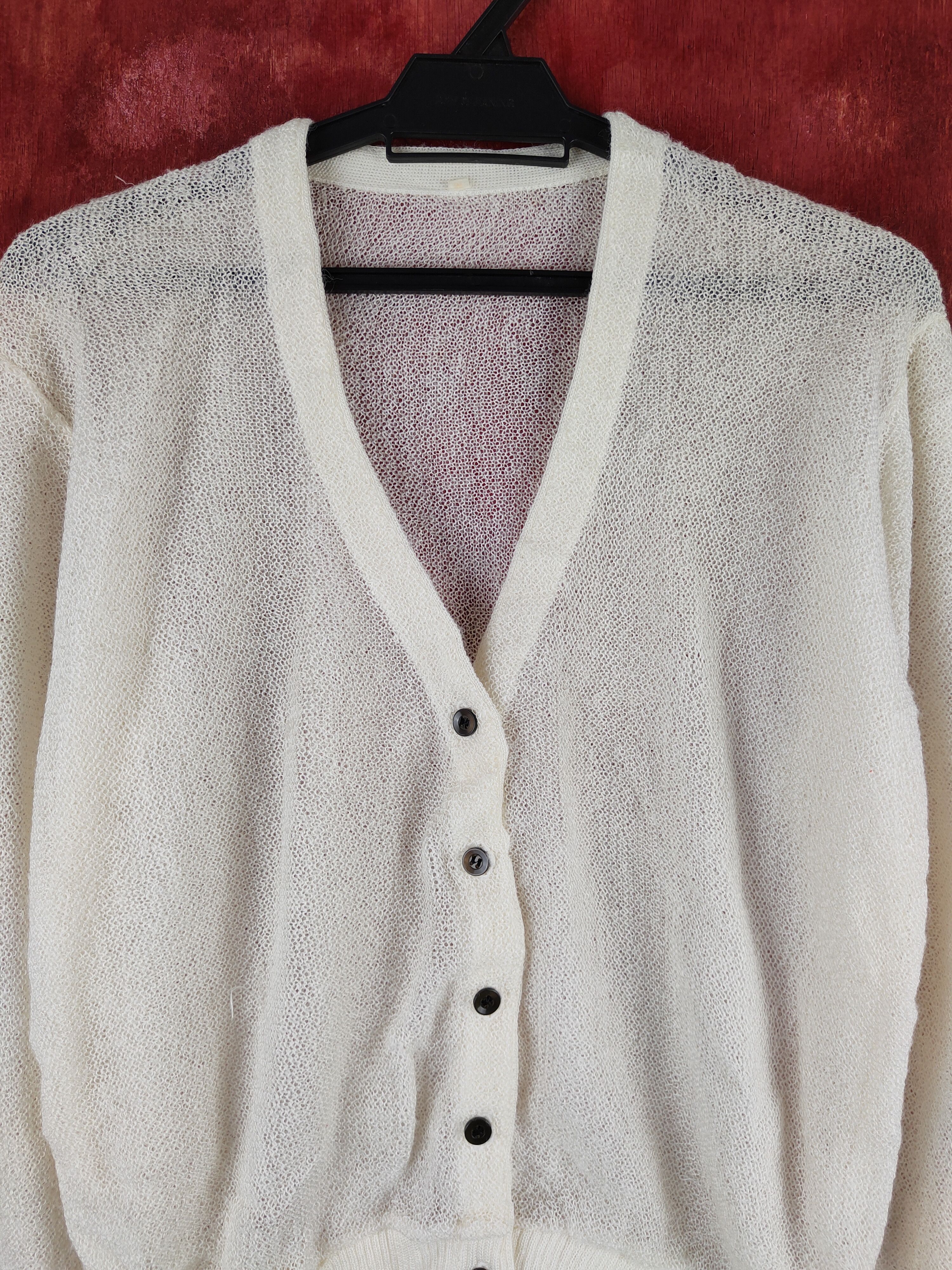Japanese Brand Japanese Brand Ivory Crochet Meshnet Cardigan #S891 Size M / US 6-8 / IT 42-44 - 2 Thumbnail