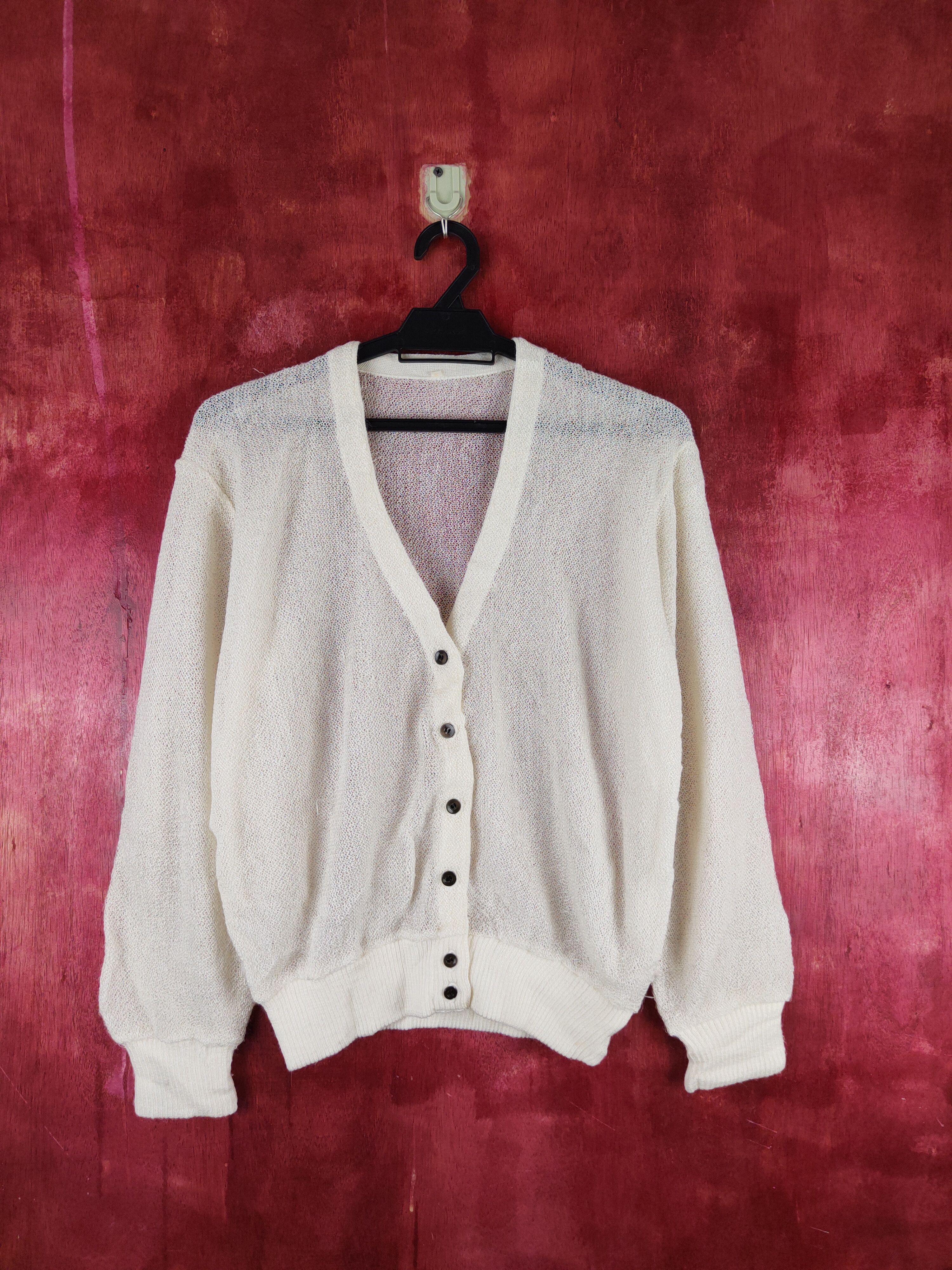Japanese Brand Ivory Crochet Meshnet Cardigan #S891