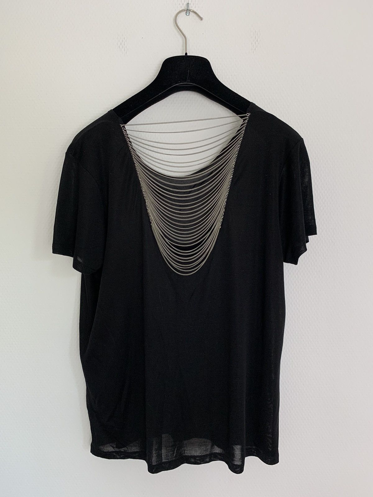 Hedi Slimane × Saint Laurent Paris FW2013 skeleton chain back tshirt ...
