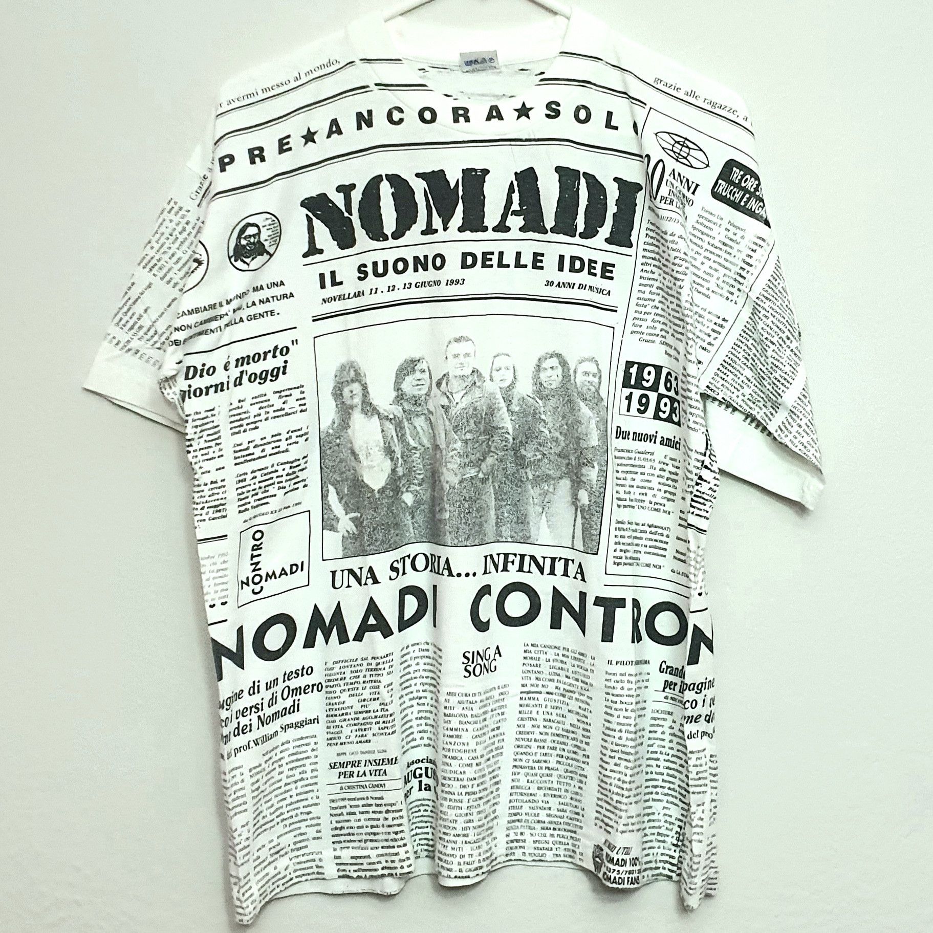 Band Tees × Vintage Vintage 1993 Nomadi Newspaper T-Shirt Size US L / EU 52-54 / 3 - 1 Thumbnail