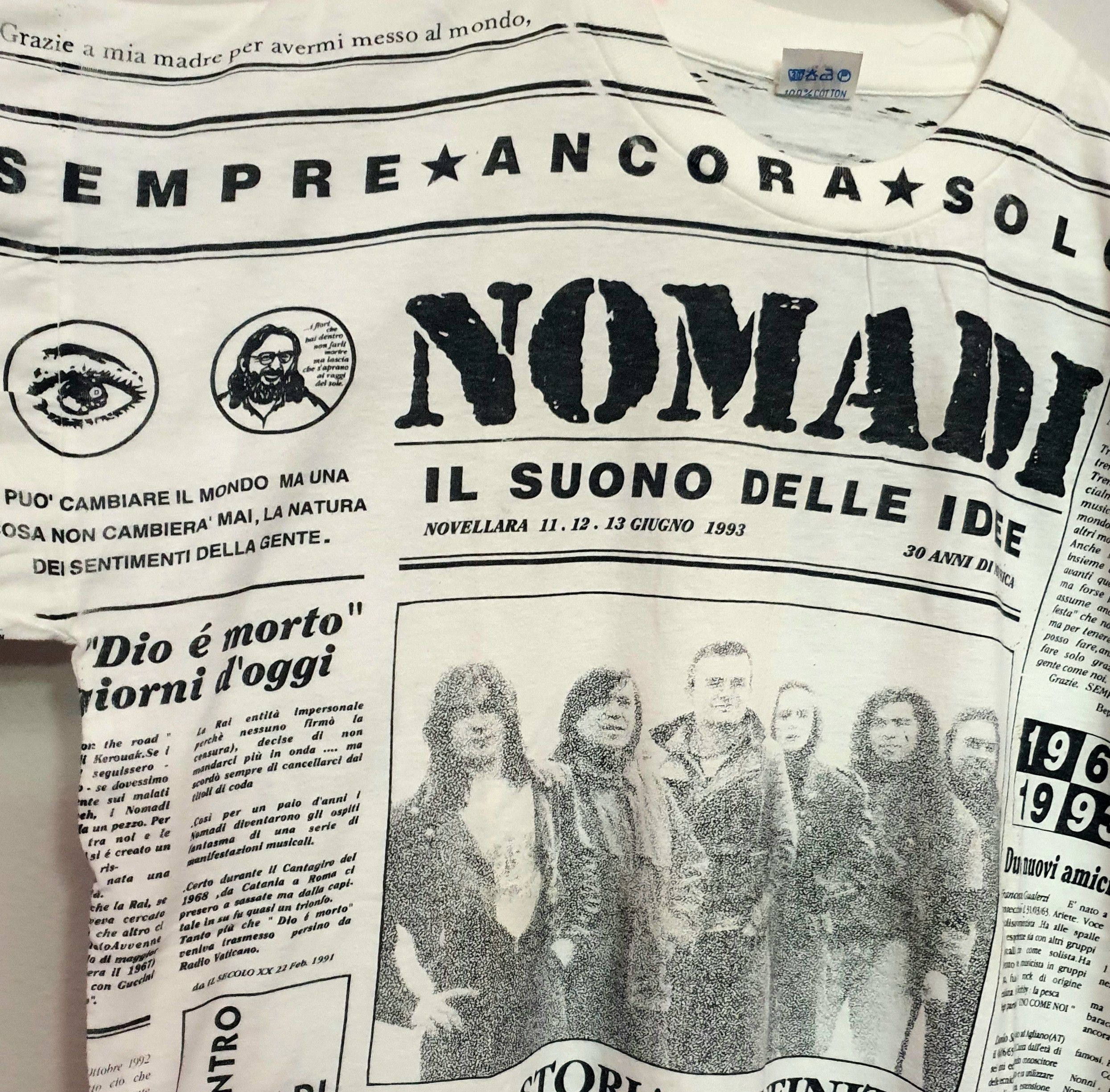 Band Tees × Vintage Vintage 1993 Nomadi Newspaper T-Shirt Size US L / EU 52-54 / 3 - 2 Thumbnail