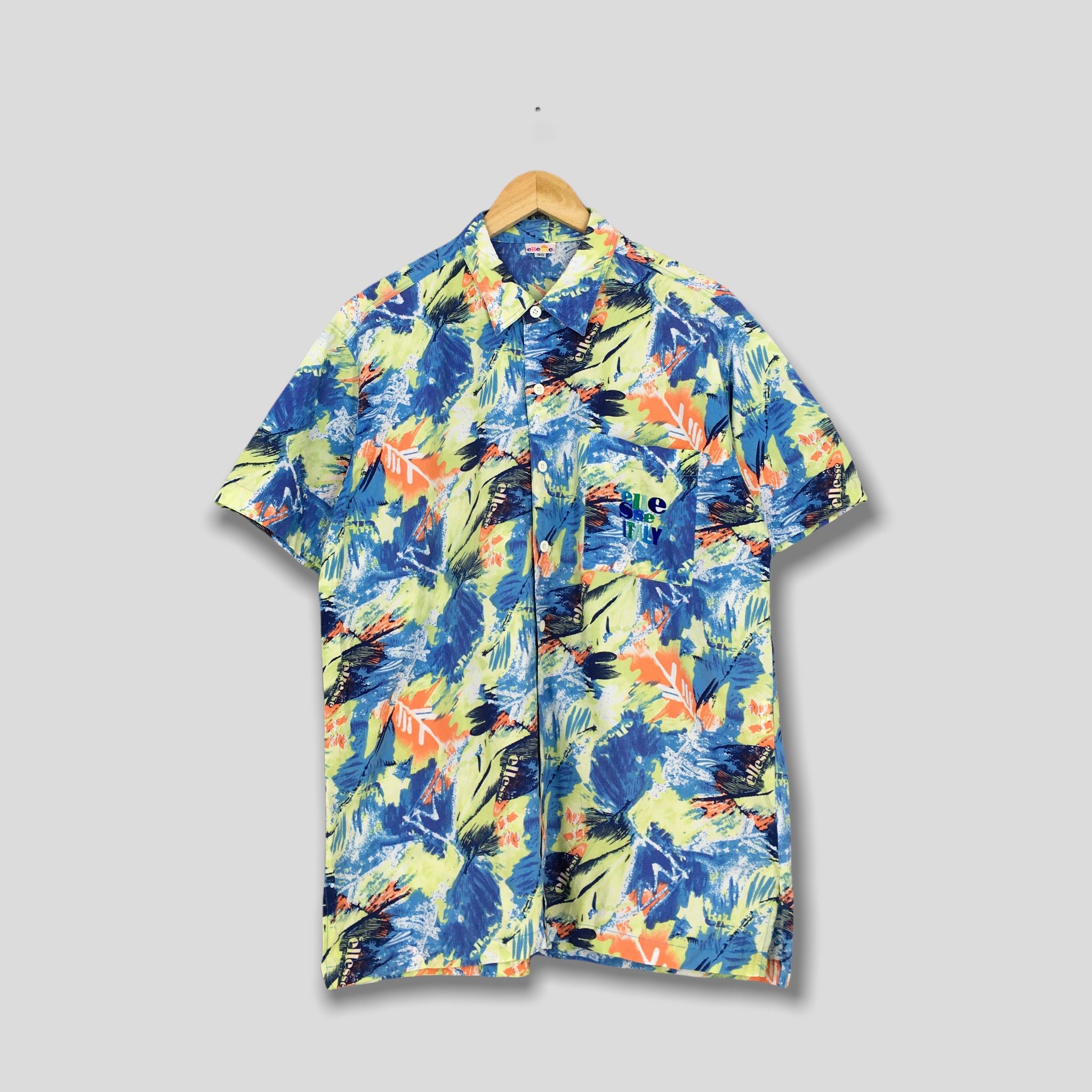 image of Art x Ellesse Vintage Ellesse Hawaiian Aloha Beach Wear Shirts Medium, Men's