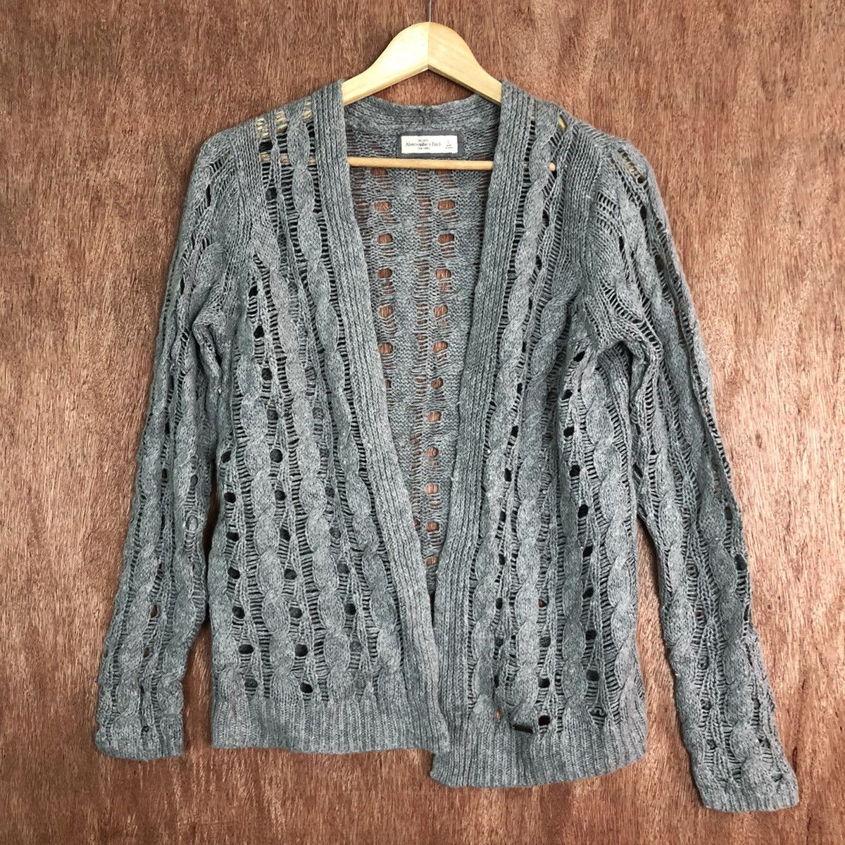 Abercrombie & Fitch abercrombie & Firch Grey cardigan mesh net vintage #6081 Size L / US 10 / IT 46 - 3 Thumbnail