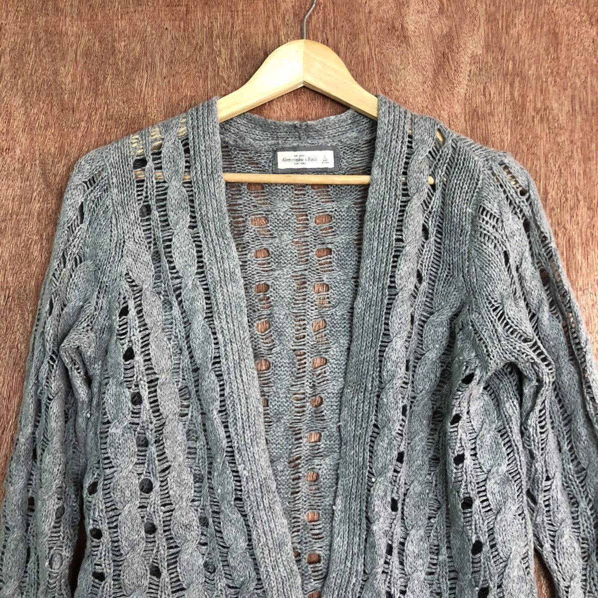 Abercrombie & Fitch abercrombie & Firch Grey cardigan mesh net vintage #6081 Size L / US 10 / IT 46 - 2 Thumbnail