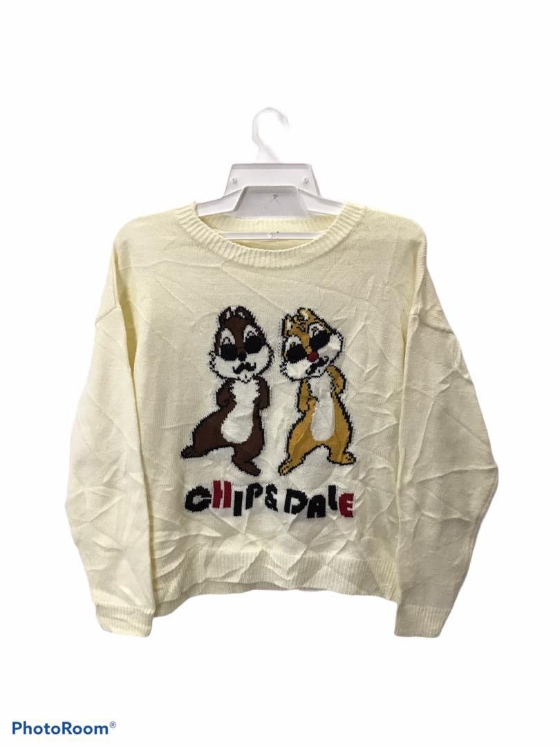 image of Disney x Homespun Knitwear Chip N Dale Knitwear in Cream, Men's (Size Medium)