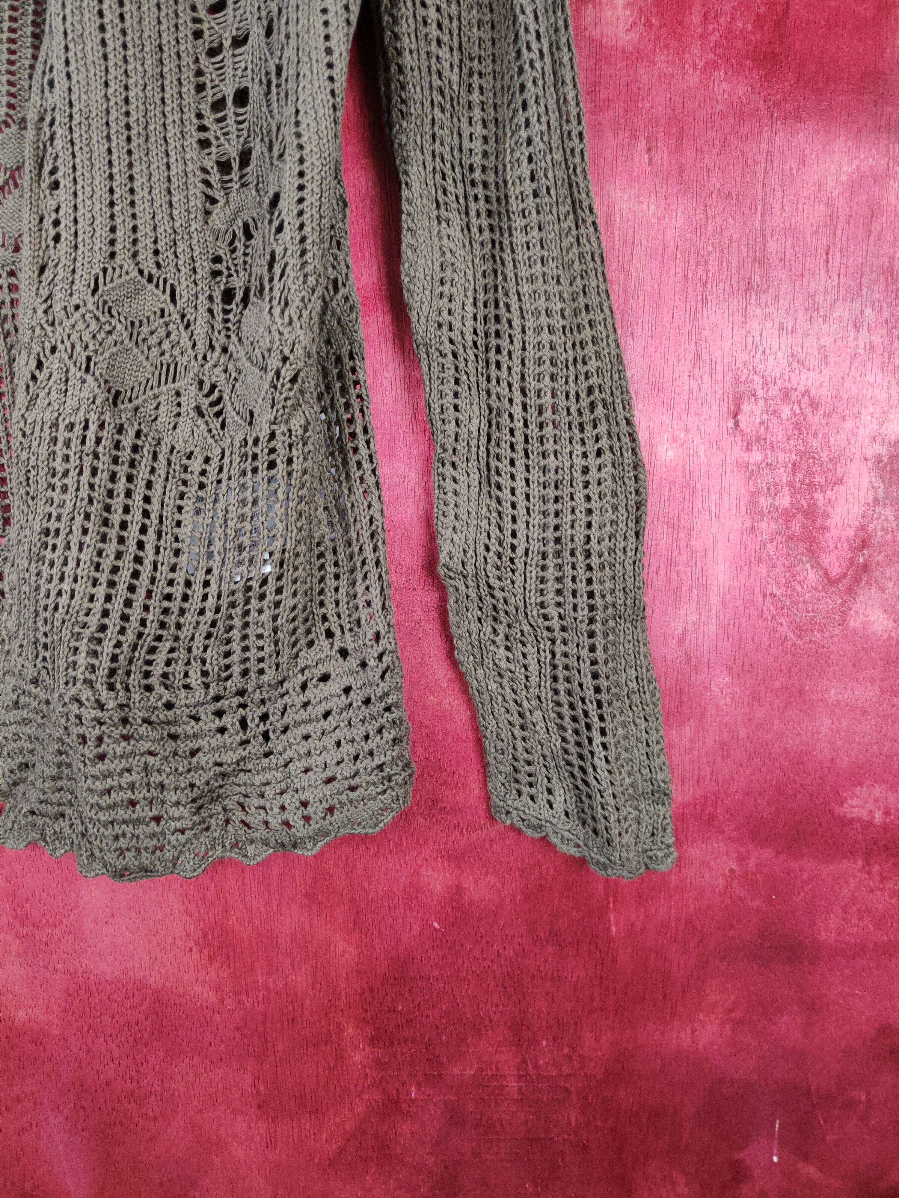 Homespun Knitwear Uniqlo Dark Brown crochet meshnet Knitwear Cardigan #5920 Size L / US 10 / IT 46 - 6 Thumbnail