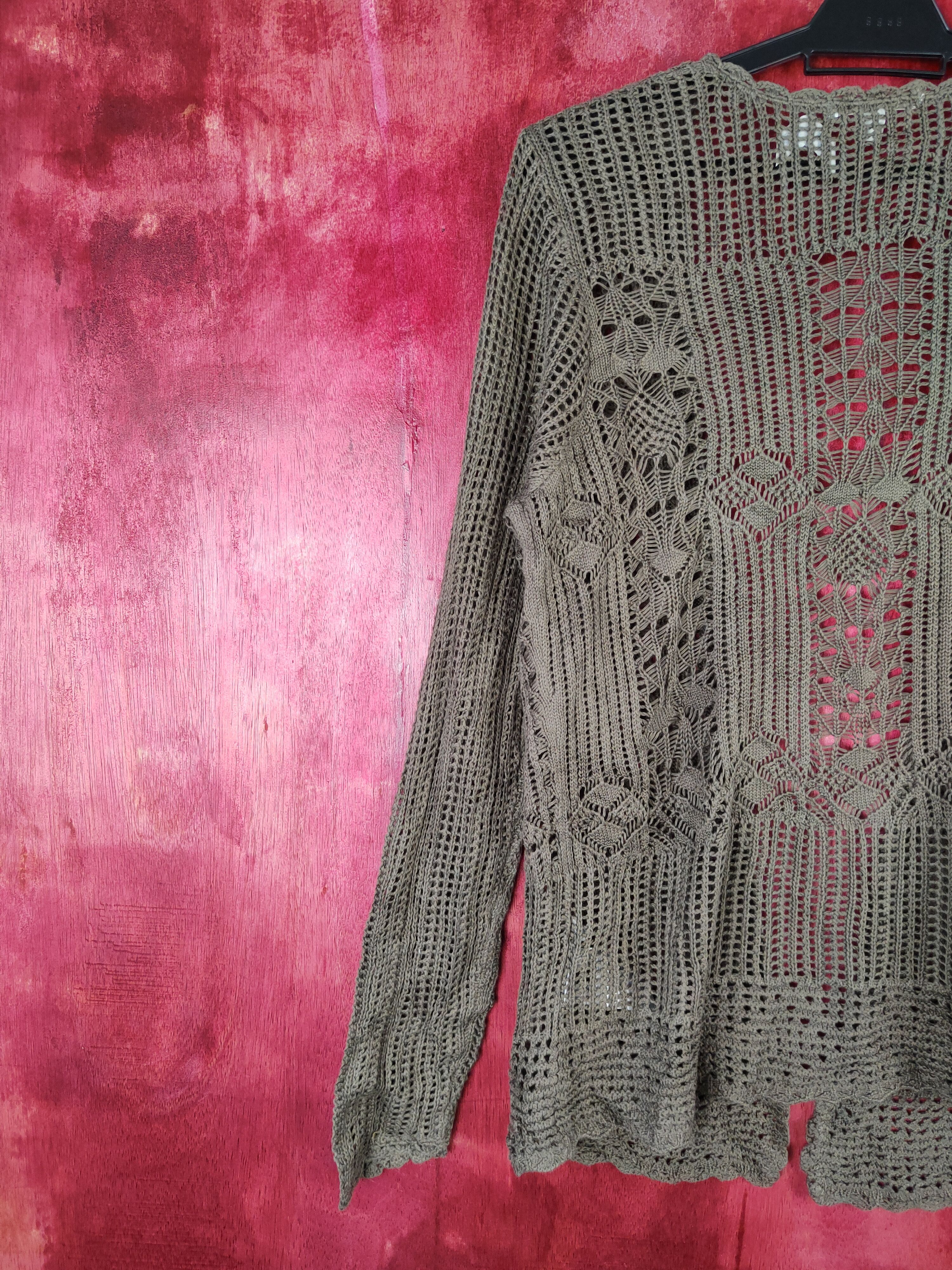 Homespun Knitwear Uniqlo Dark Brown crochet meshnet Knitwear Cardigan #5920 Size L / US 10 / IT 46 - 8 Thumbnail