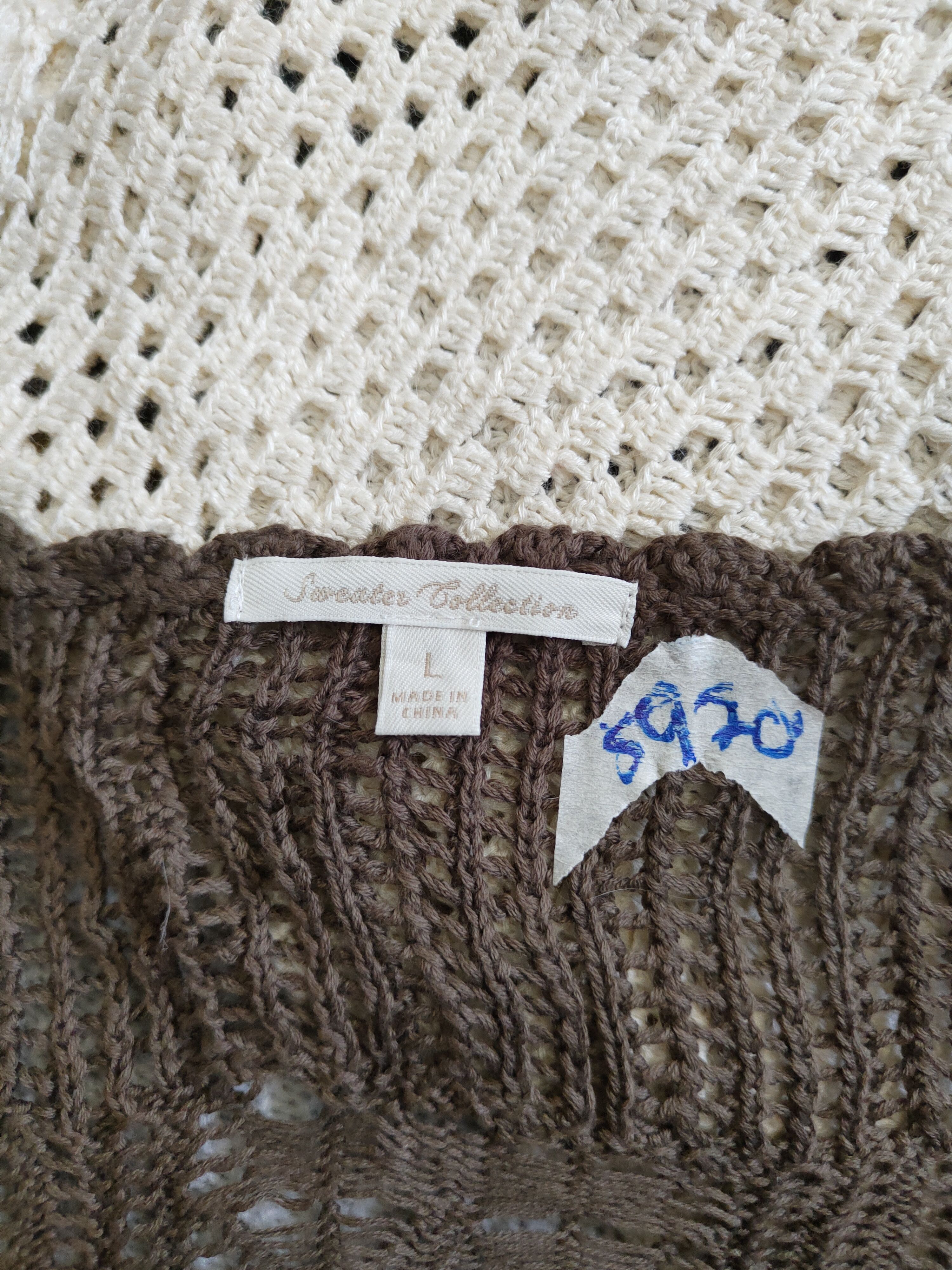 Homespun Knitwear Uniqlo Dark Brown crochet meshnet Knitwear Cardigan #5920 Size L / US 10 / IT 46 - 12 Thumbnail
