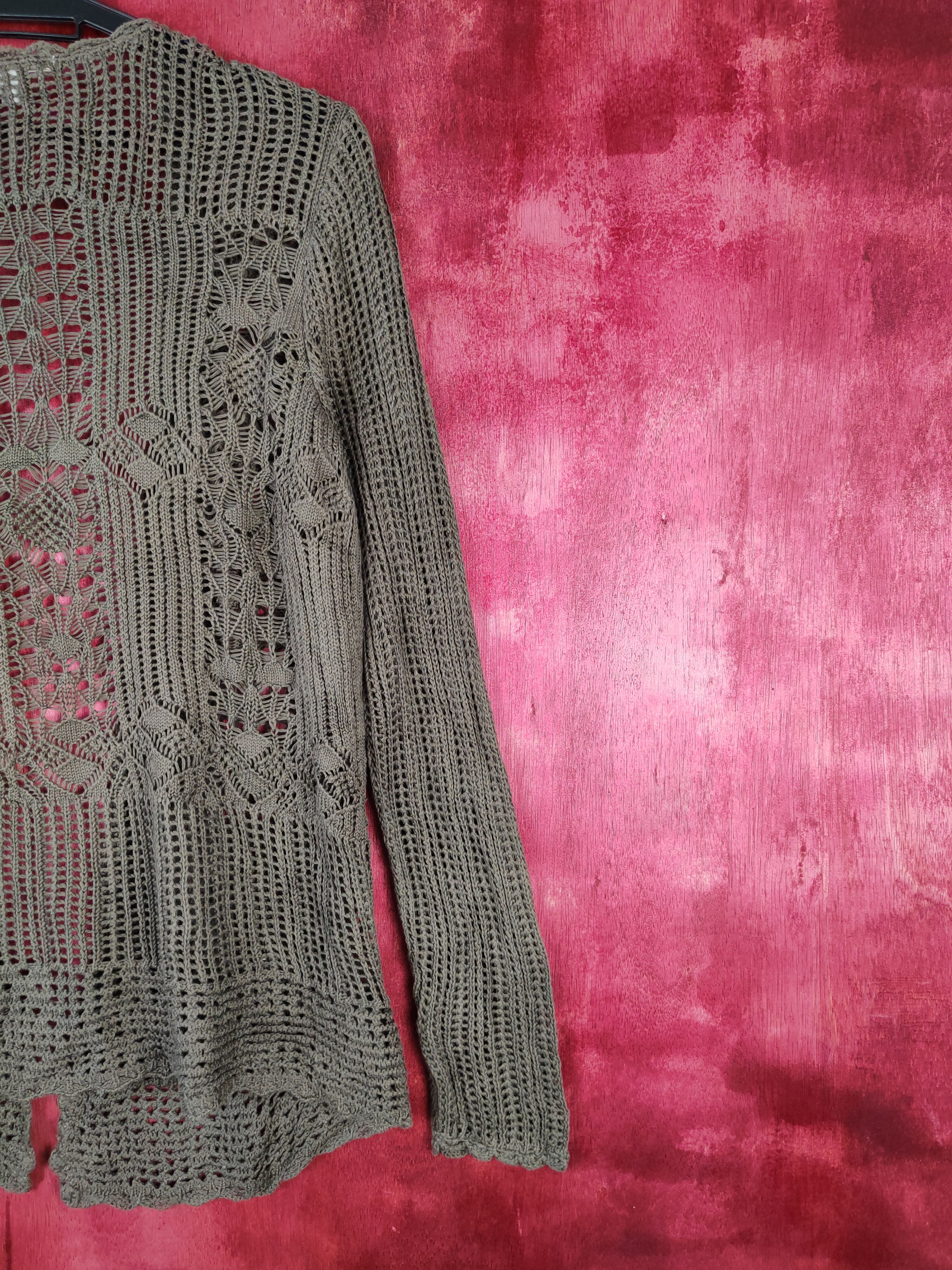 Homespun Knitwear Uniqlo Dark Brown crochet meshnet Knitwear Cardigan #5920 Size L / US 10 / IT 46 - 9 Thumbnail