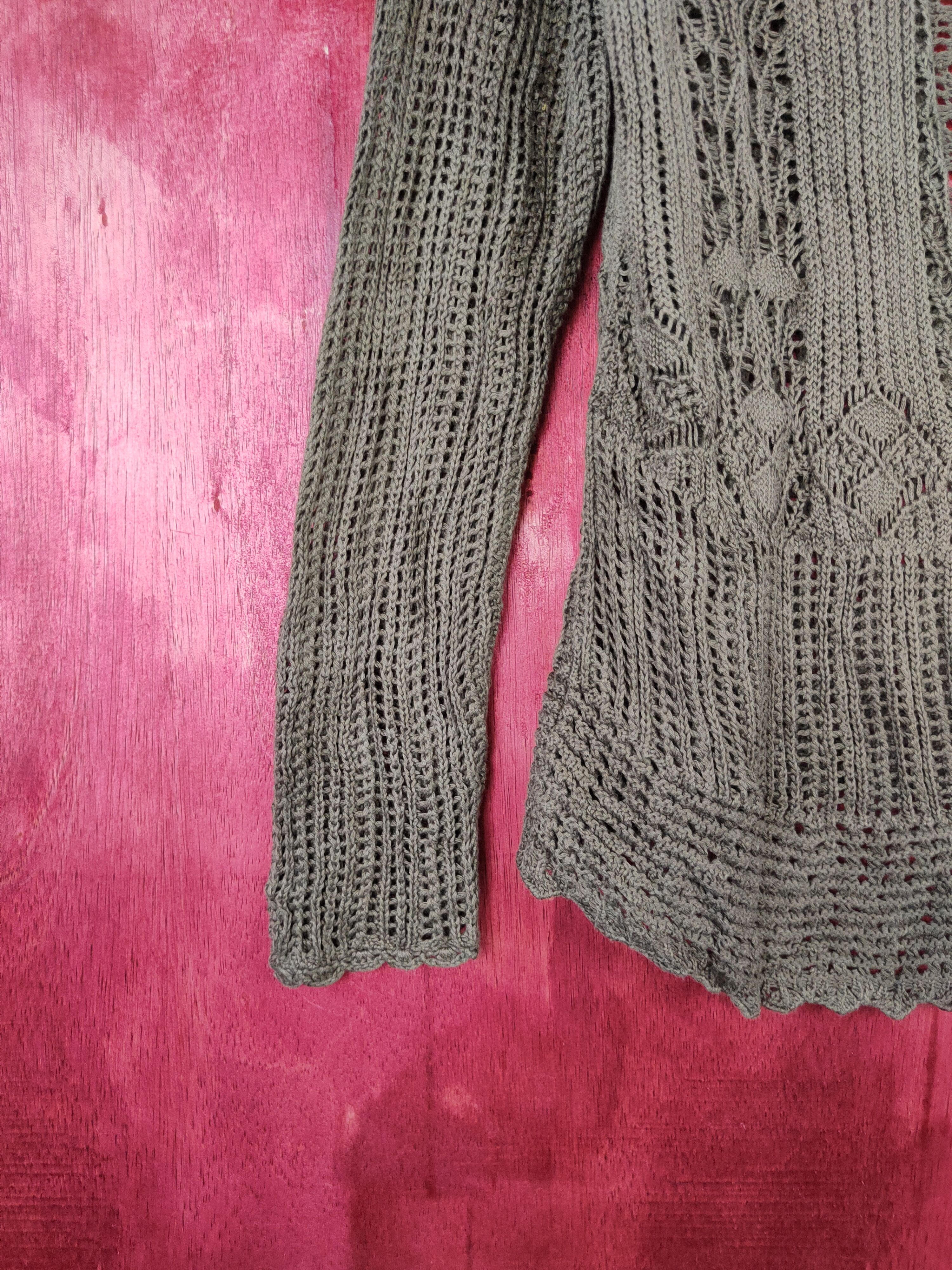 Homespun Knitwear Uniqlo Dark Brown crochet meshnet Knitwear Cardigan #5920 Size L / US 10 / IT 46 - 4 Thumbnail
