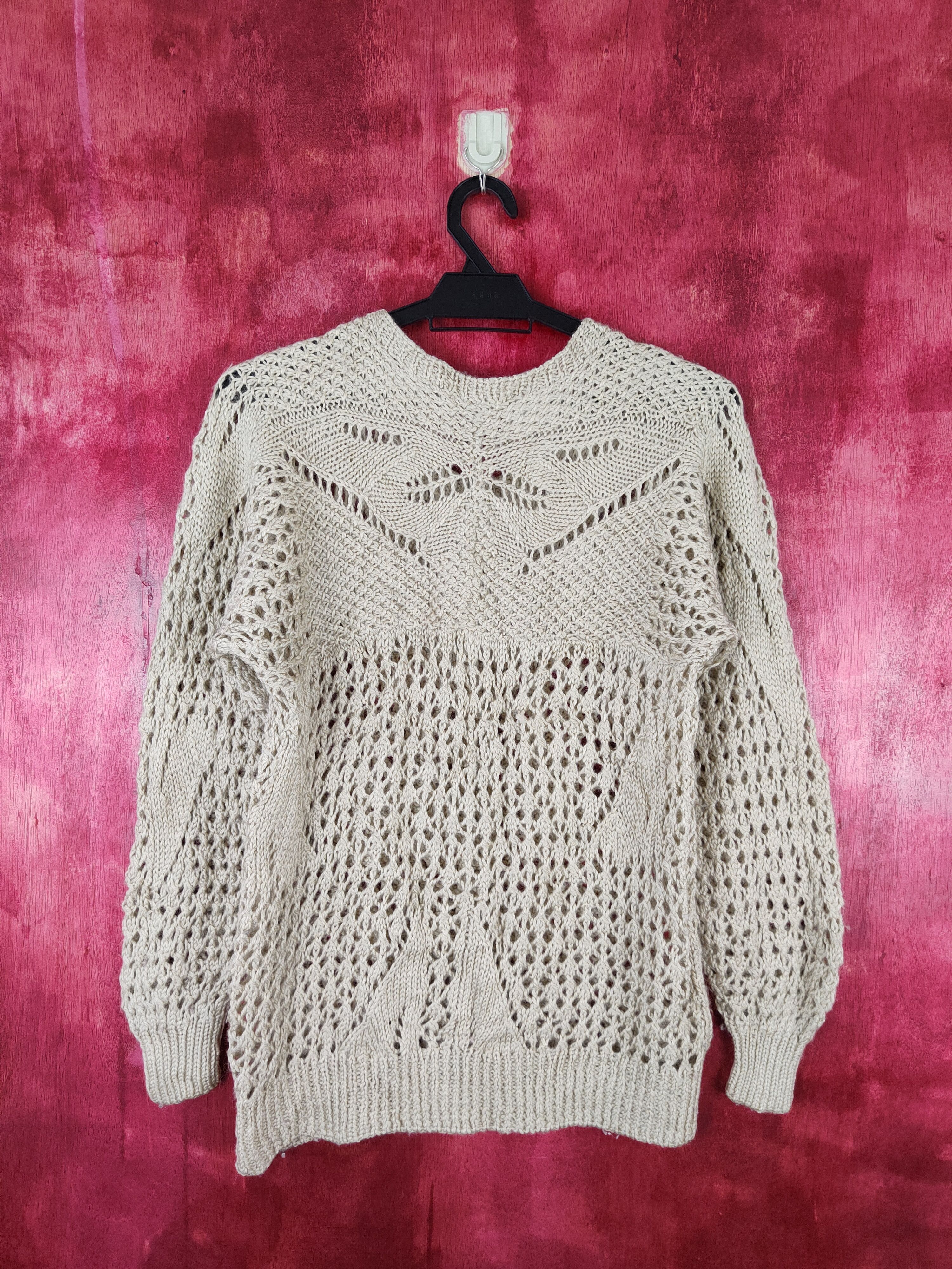 Japanese Brand Rei❤️n Light Hand crochet mesh fish net Knitwear #5922 Size M / US 6-8 / IT 42-44 - 7 Thumbnail