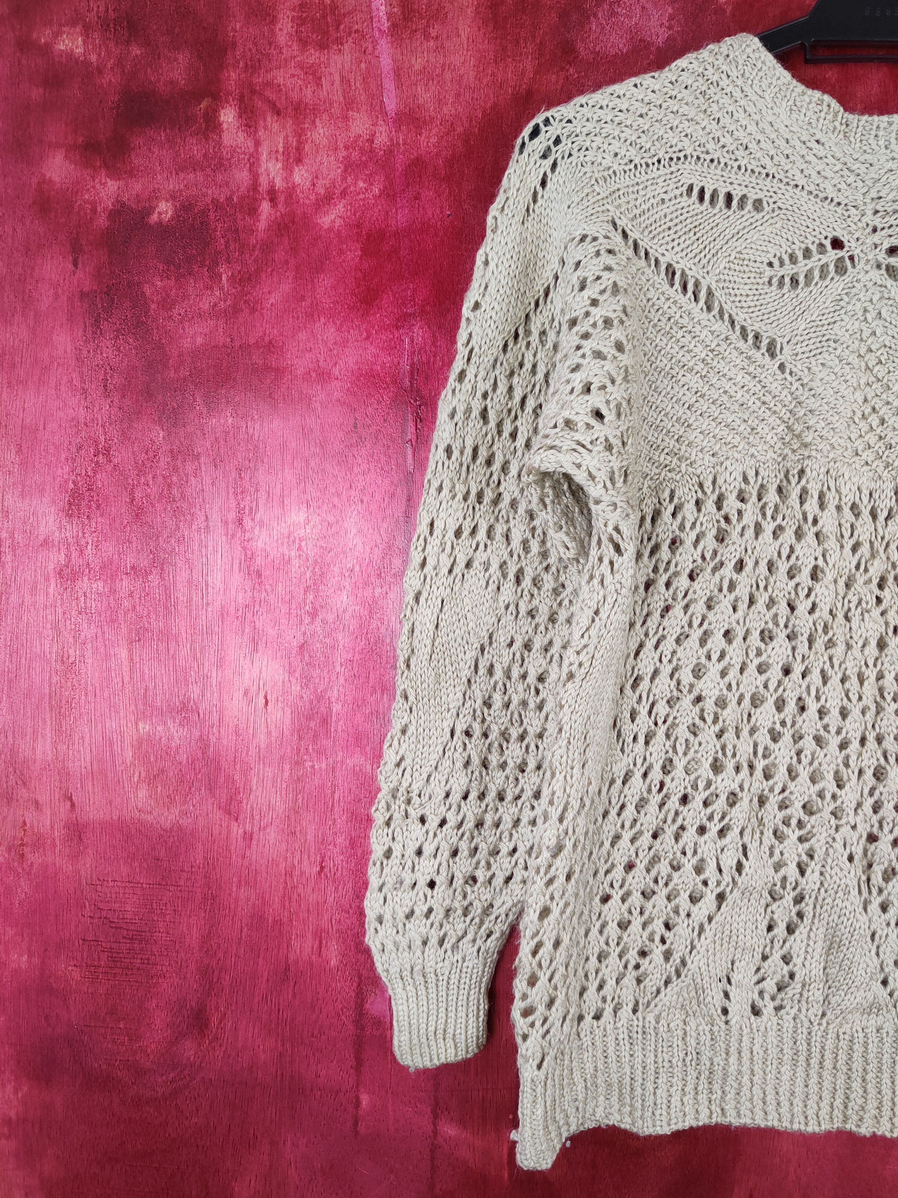 Japanese Brand Rei❤️n Light Hand crochet mesh fish net Knitwear #5922 Size M / US 6-8 / IT 42-44 - 8 Thumbnail