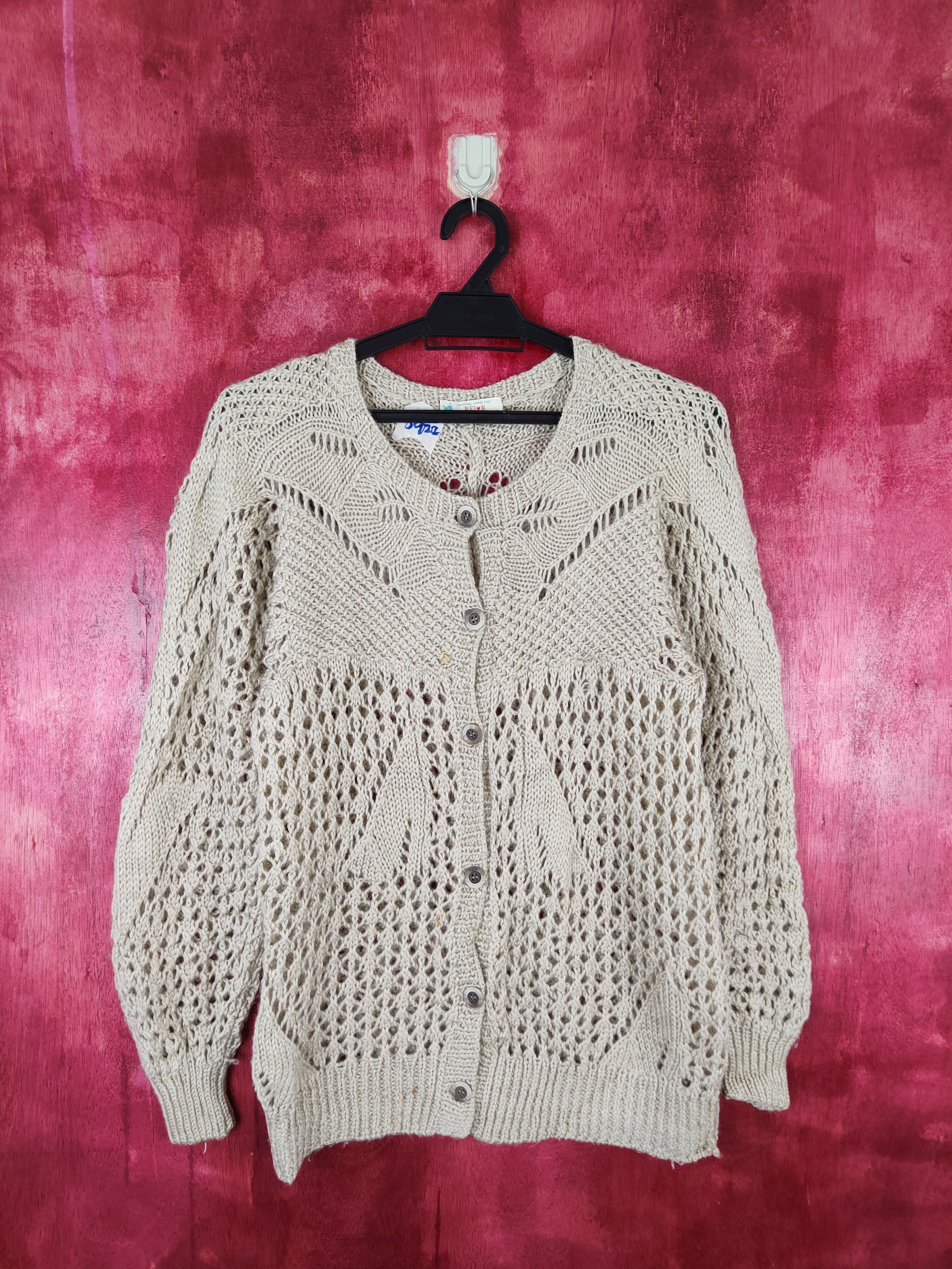 Japanese Brand Rei❤️n Light Hand crochet mesh fish net Knitwear #5922 Size M / US 6-8 / IT 42-44 - 1 Thumbnail