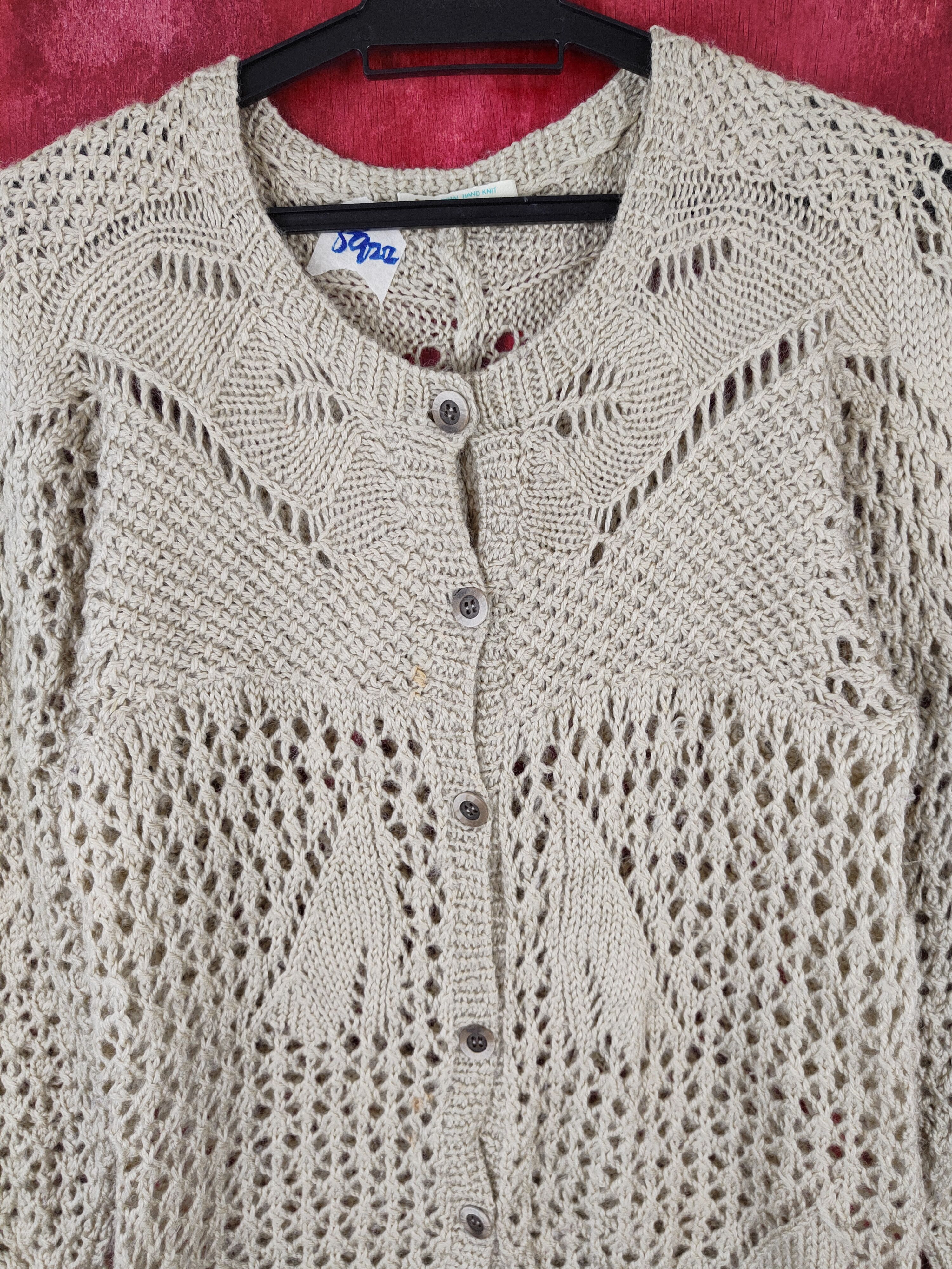 Japanese Brand Rei❤️n Light Hand crochet mesh fish net Knitwear #5922 Size M / US 6-8 / IT 42-44 - 2 Thumbnail