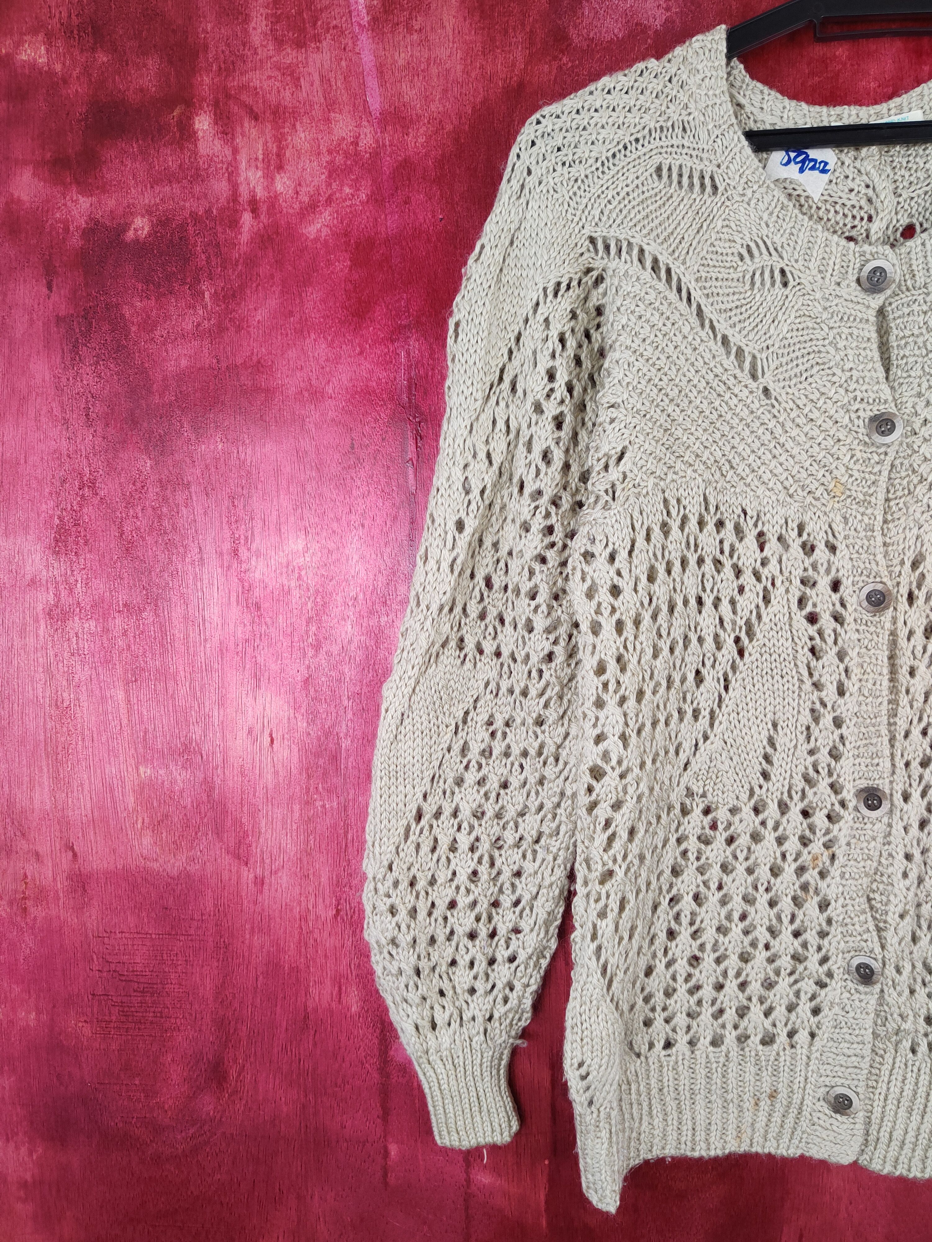 Japanese Brand Rei❤️n Light Hand crochet mesh fish net Knitwear #5922 Size M / US 6-8 / IT 42-44 - 3 Thumbnail