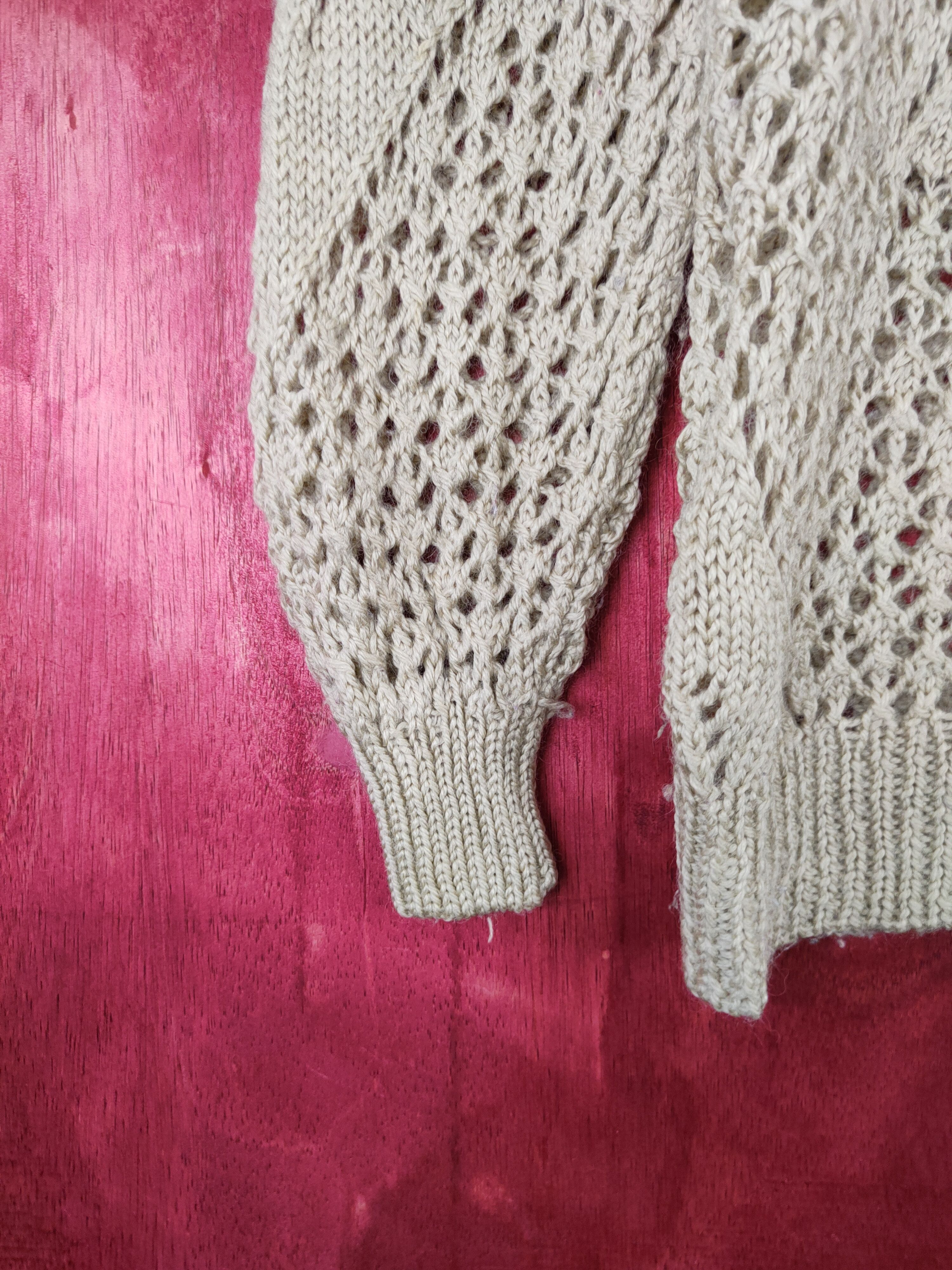 Japanese Brand Rei❤️n Light Hand crochet mesh fish net Knitwear #5922 Size M / US 6-8 / IT 42-44 - 4 Thumbnail