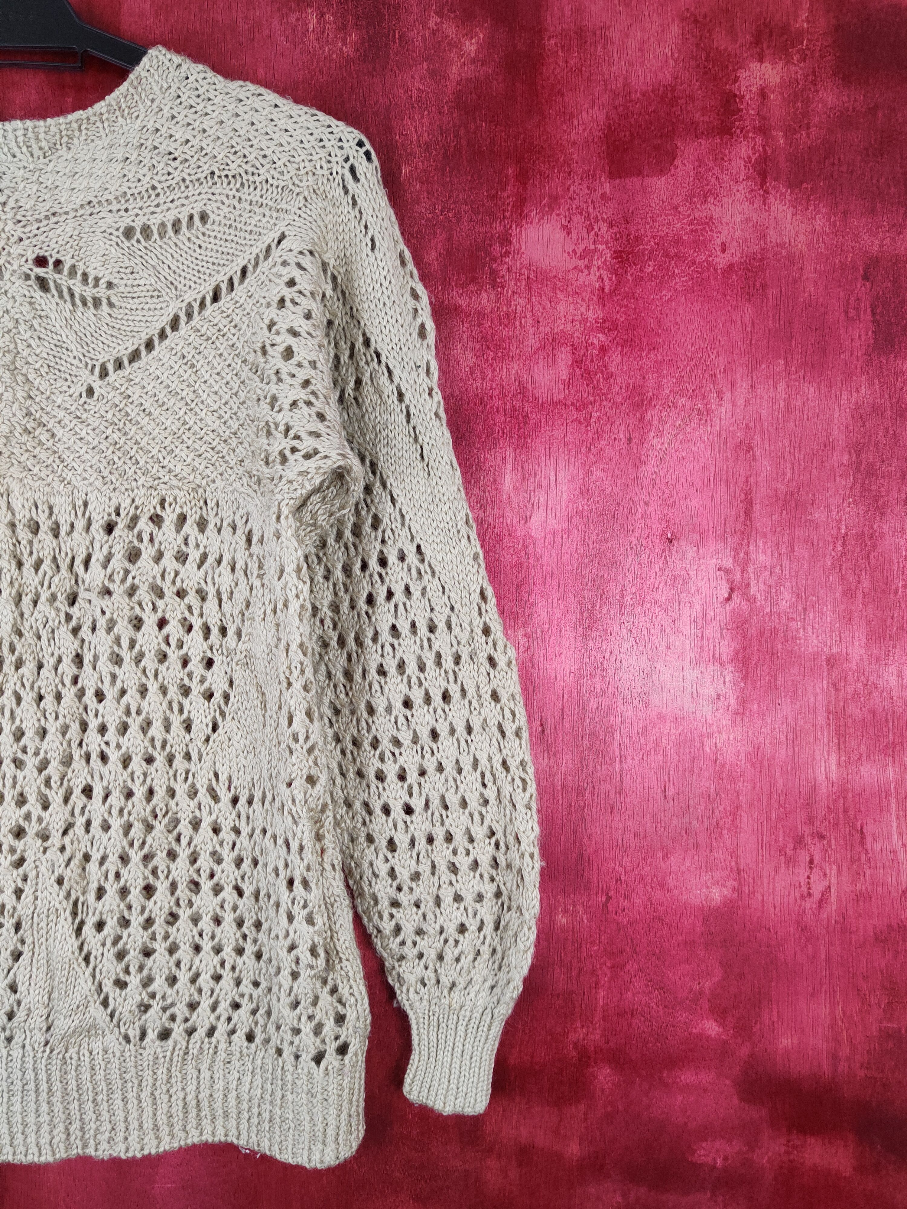 Japanese Brand Rei❤️n Light Hand crochet mesh fish net Knitwear #5922 Size M / US 6-8 / IT 42-44 - 9 Thumbnail
