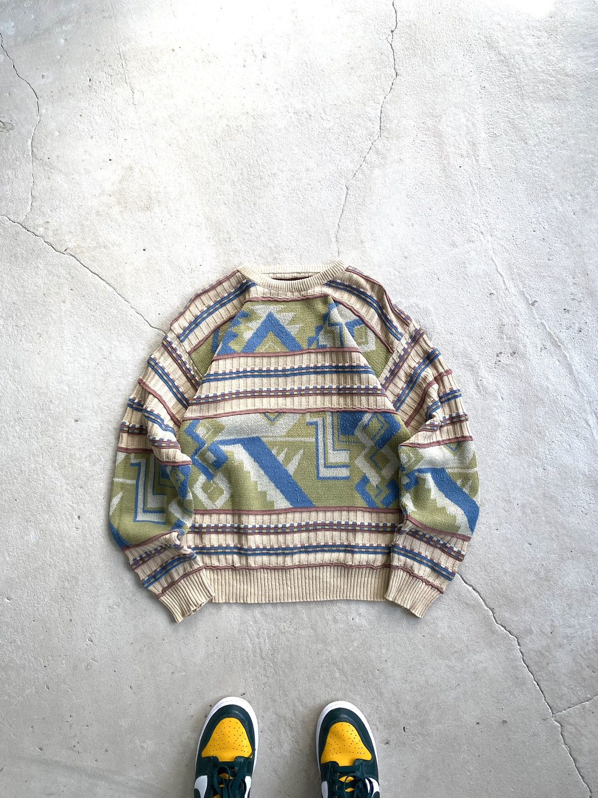 Rare! Vintage Abstract Knit Sweater Japanese Hype Retro
