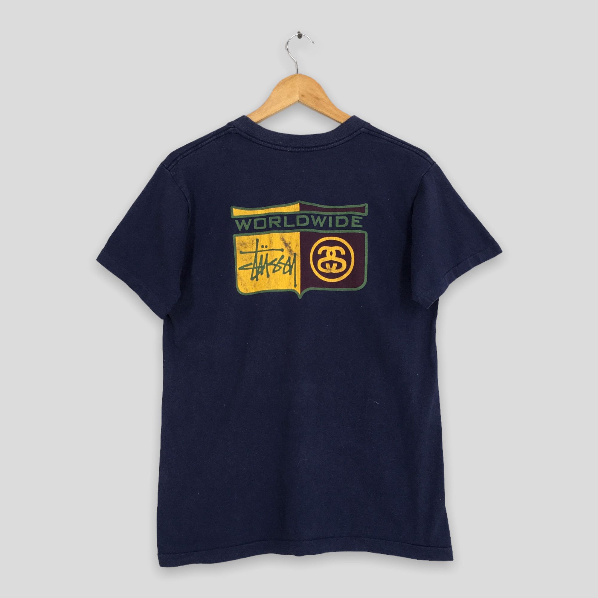 image of 90's Stussy Worldwide Usa Stussy Tribe Tshirt Medium in Blue, Men's