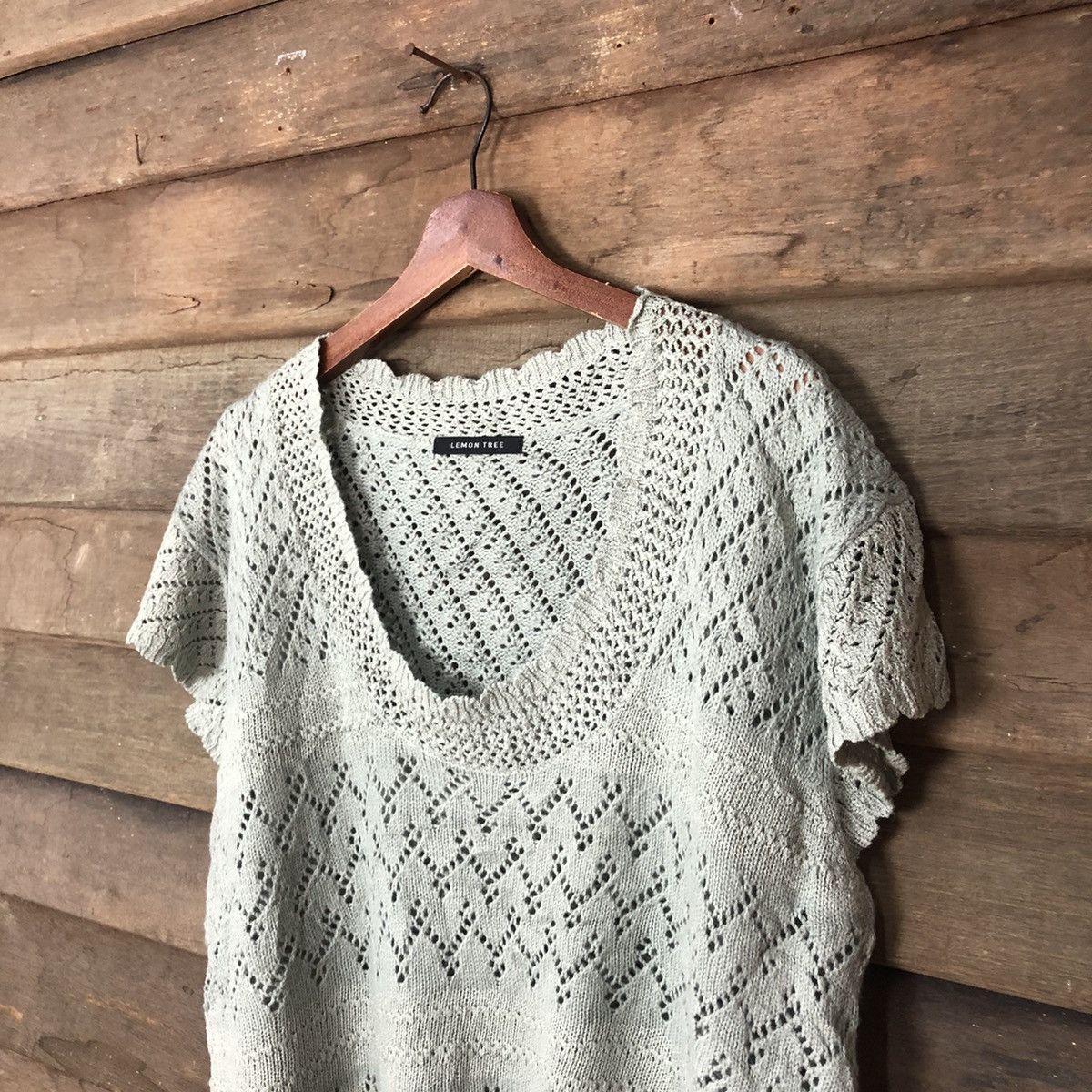 Lemon Tree grey crochet mesh net Knitwear #6869