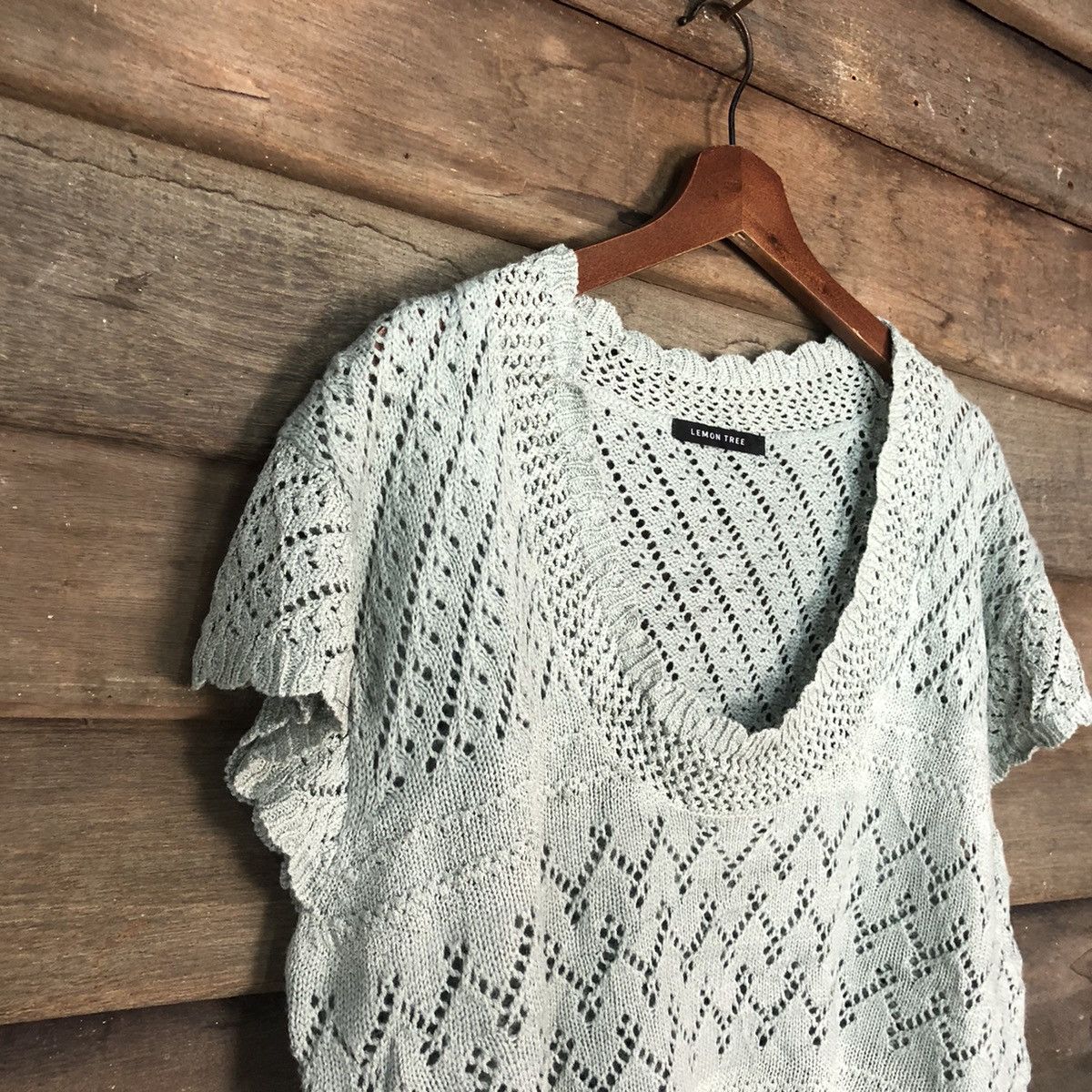 Lemon Tree grey crochet mesh net Knitwear #6869