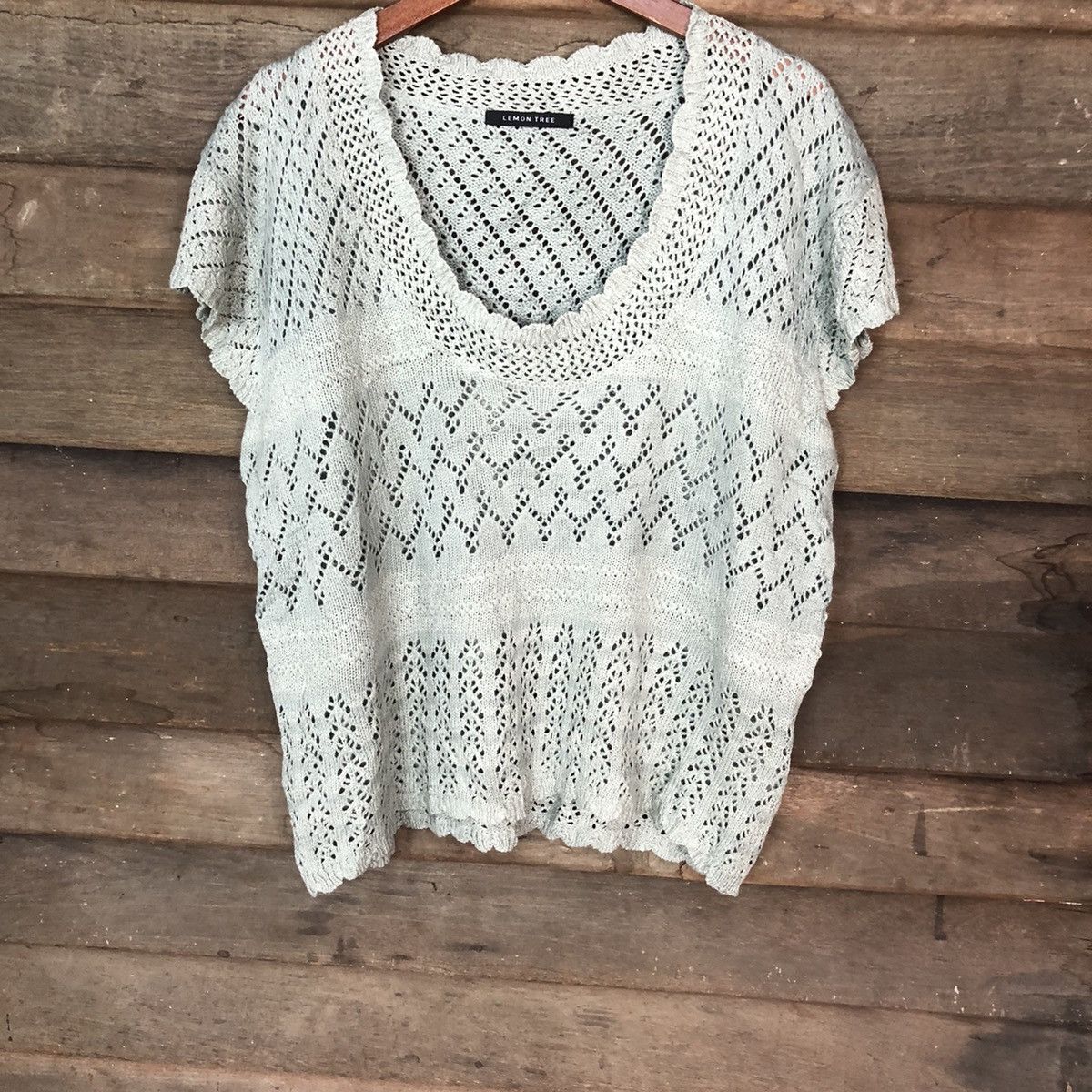 Lemon Tree grey crochet mesh net Knitwear #6869