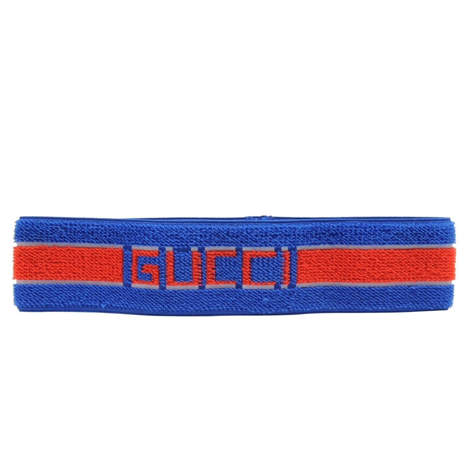 Gucci GG Logo Headband Blue Red Jacquard Web Striped - 01075 Size ONE SIZE - 8 Thumbnail