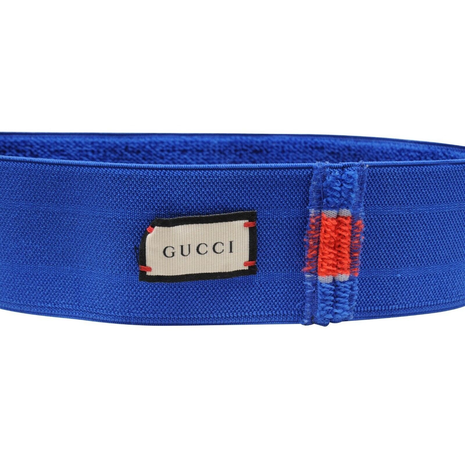 Gucci GG Logo Headband Blue Red Jacquard Web Striped - 01075 Size ONE SIZE - 5 Thumbnail