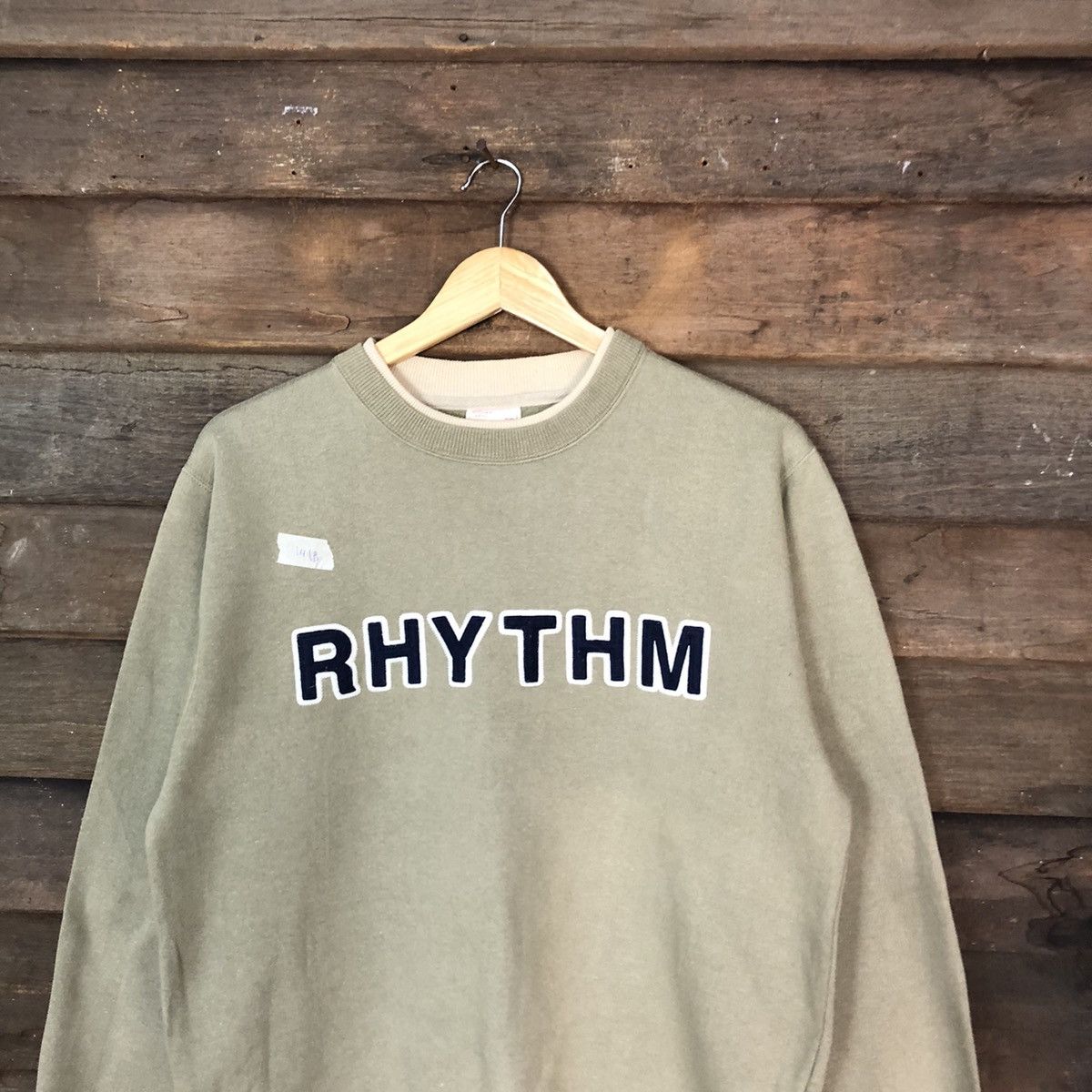 Japanese Brand RHYTHM Modern Label Cream Sweatshirt #141B Size US M / EU 48-50 / 2 - 2 Thumbnail