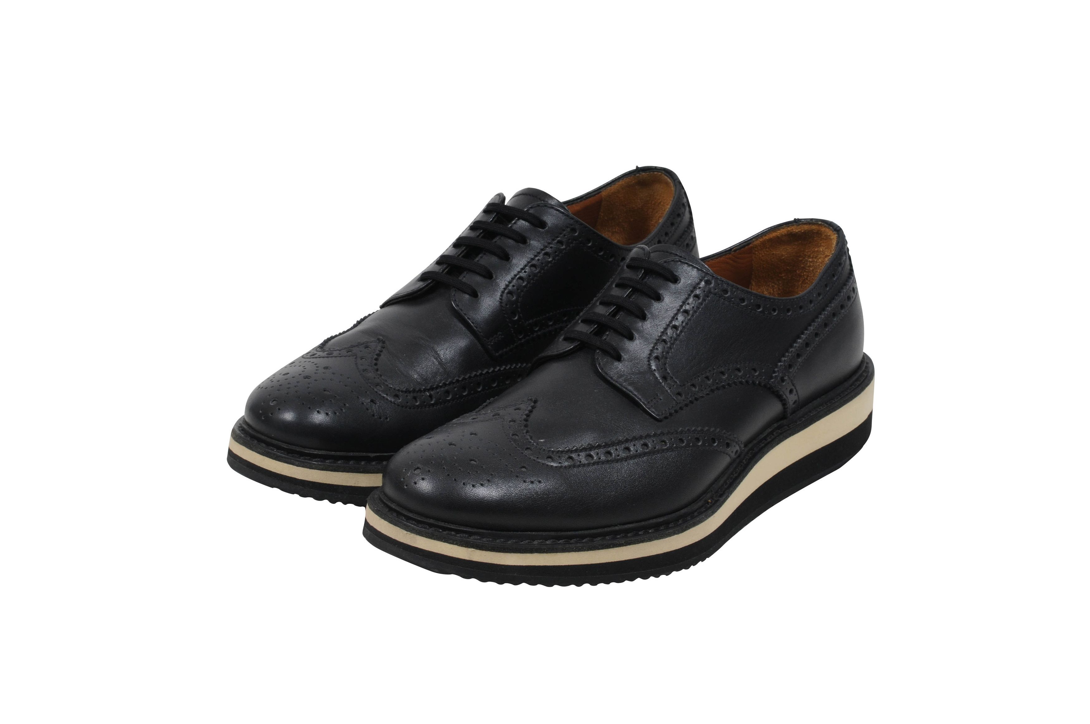 Prada Chunky Platform Derby Medallion Wingtip Brogues - 00663 Size US 8 / EU 41 - 2 Thumbnail