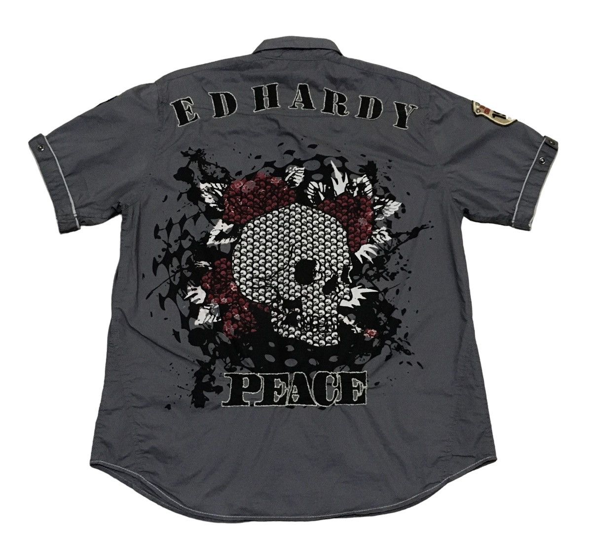 Rare Design Vintage Brand Ed Hardy Full Print Shirt 2000s