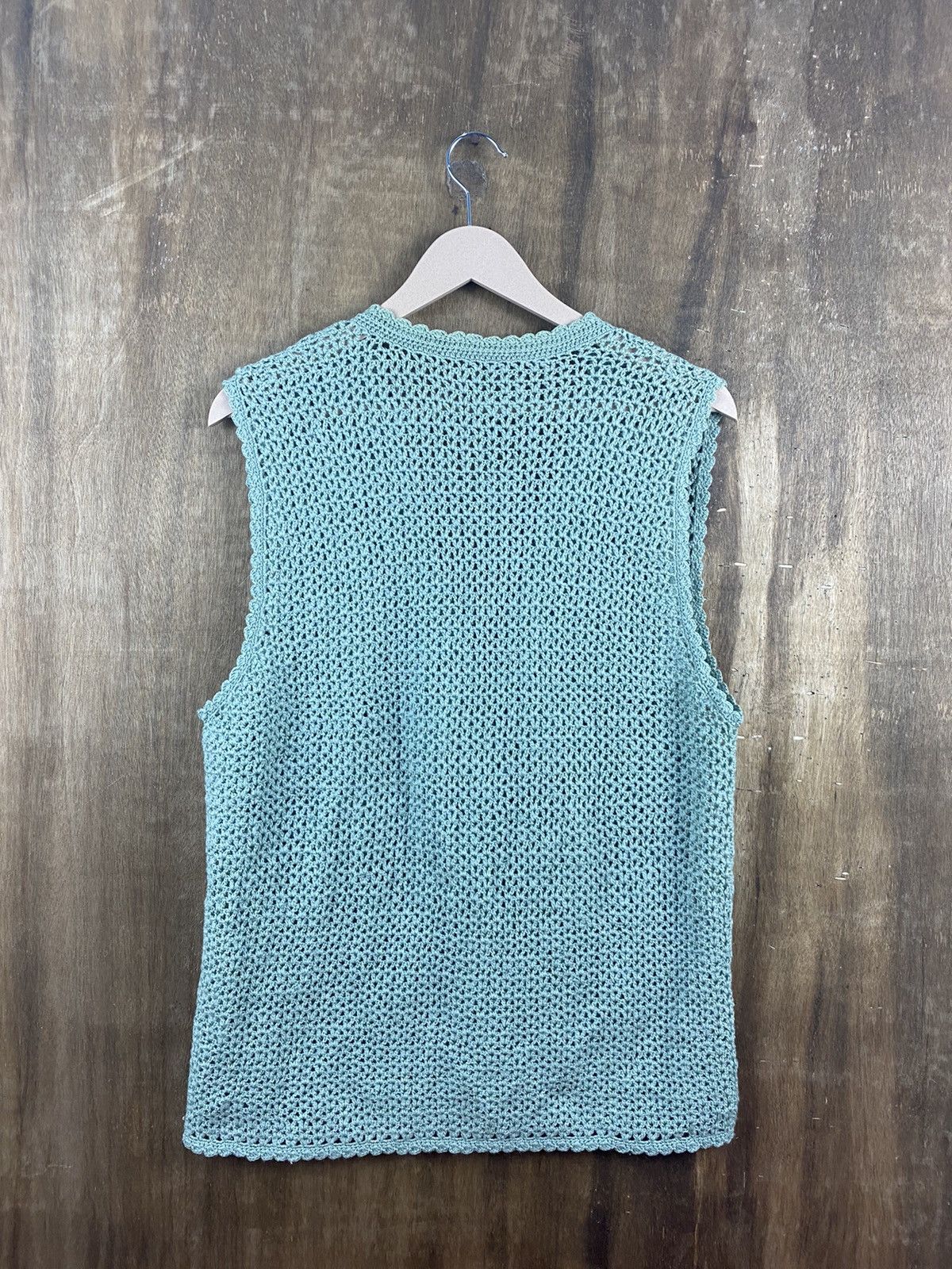 Vintage Japanese crochet Knitwear sleeveless #Z019 Size US M / EU 48-50 / 2 - 6 Thumbnail