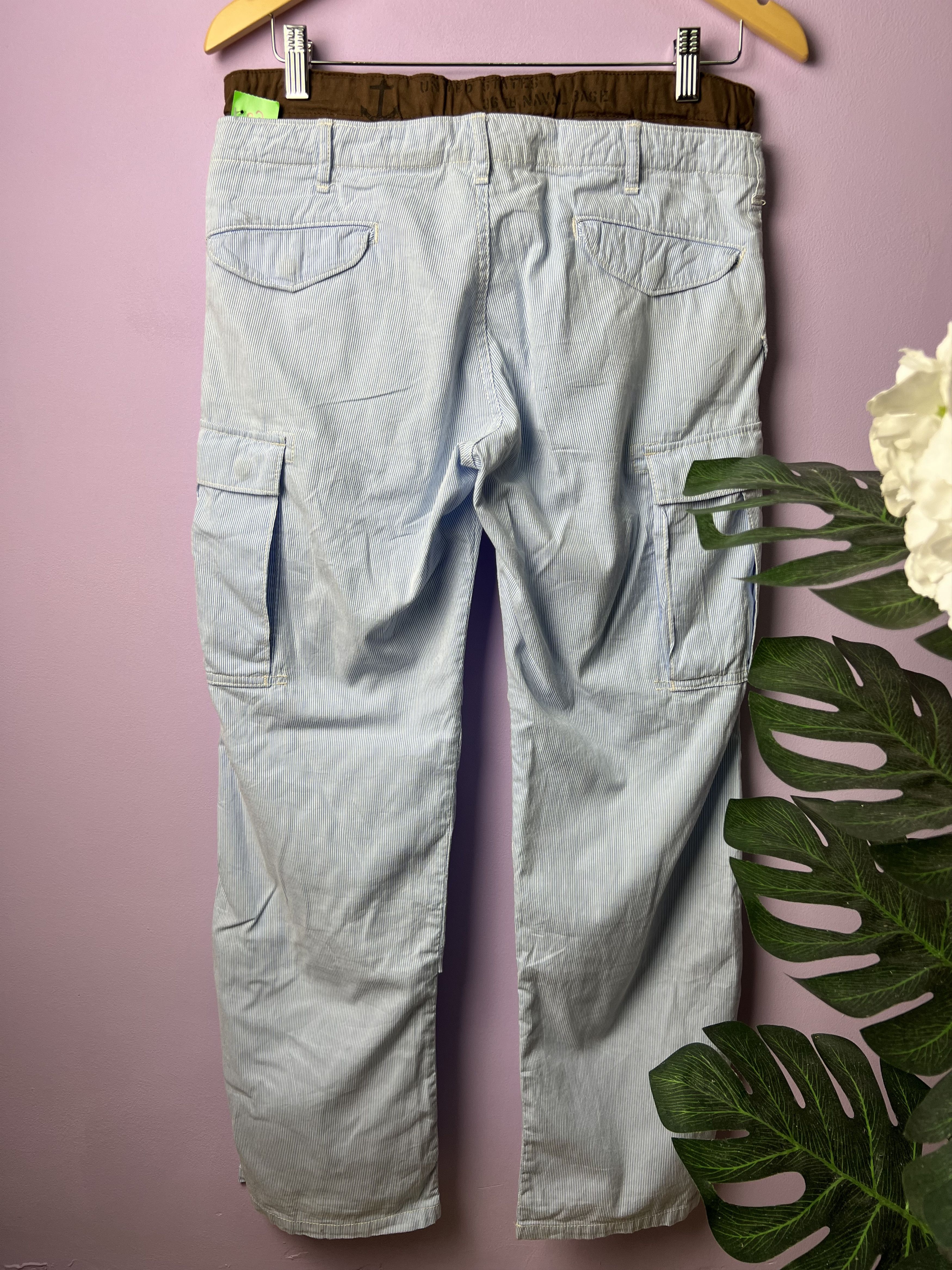 Japanese Brand 🔥Denim Dungaree Marine Double Waist Cargo Pants Size US 31 - 3 Thumbnail