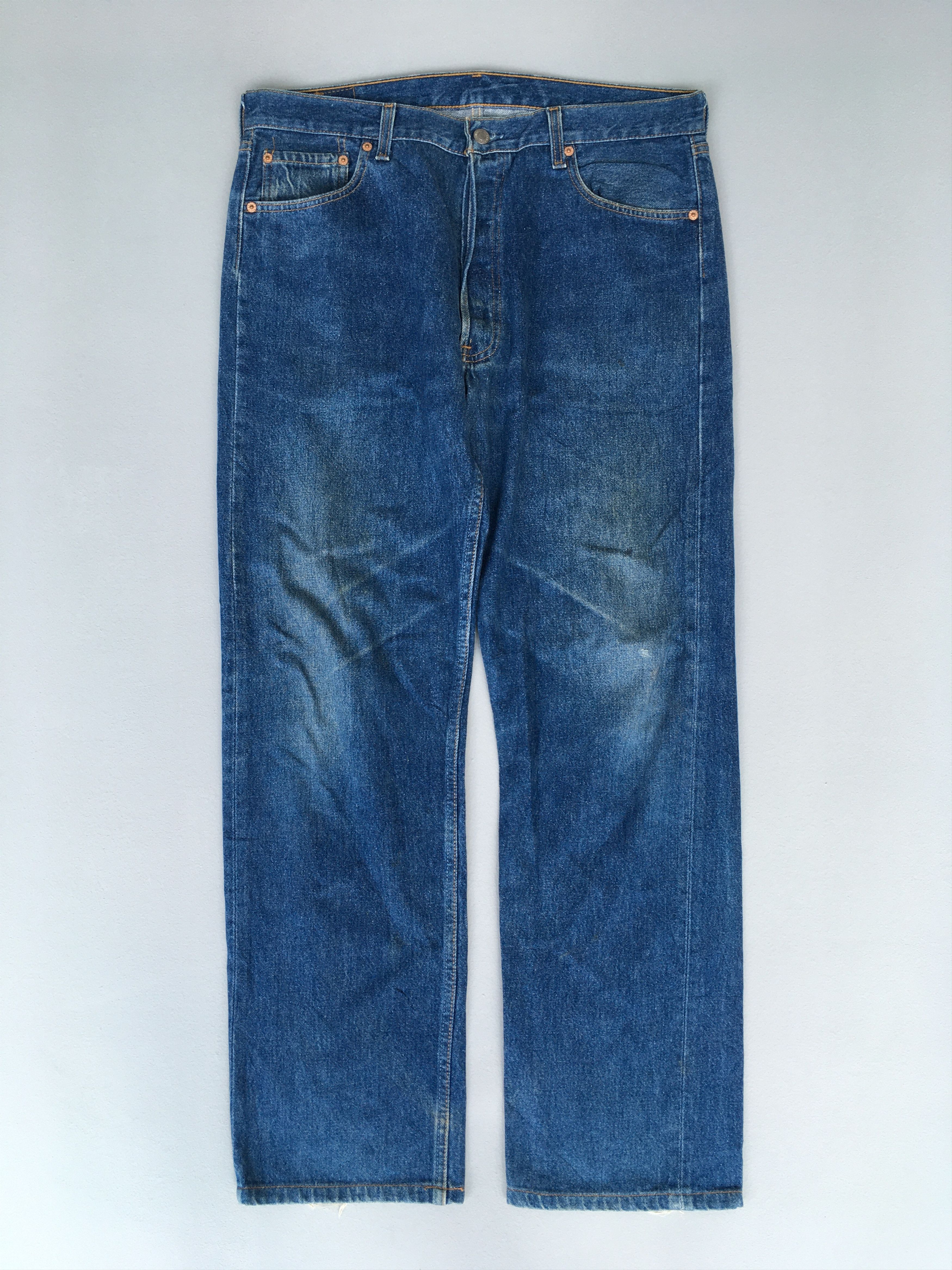 Image of Size 35X30 Vintage Levis 501 Indigo Blue Jeans, Men's