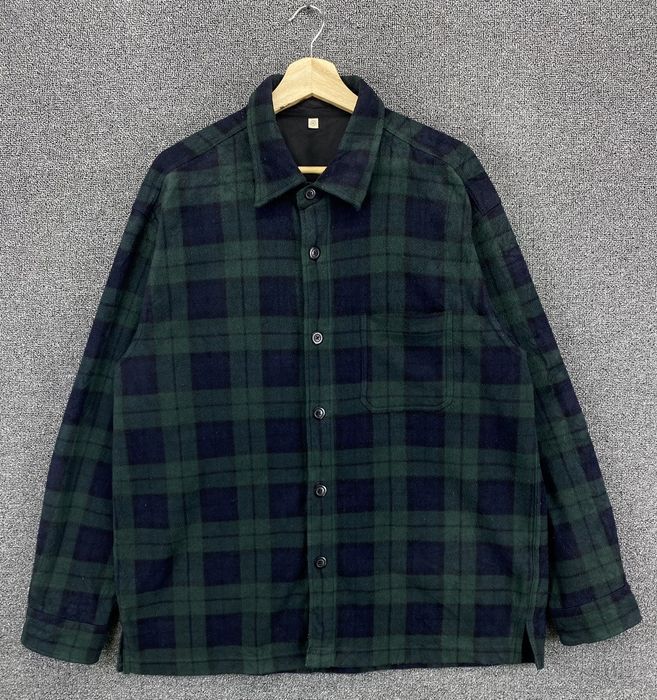 Uniqlo Vintage Uniqlo Shadow Plaid Fleece Button Up Shirt Flannel