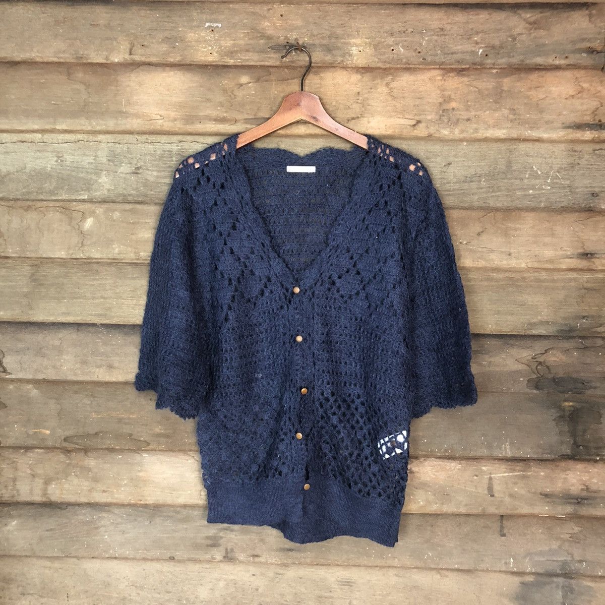 Japanese Brand × Vintage Simplicite japan mesh net crochet cardigan Knitwear #6865 Size M / US 6-8 / IT 42-44 - 1 Thumbnail