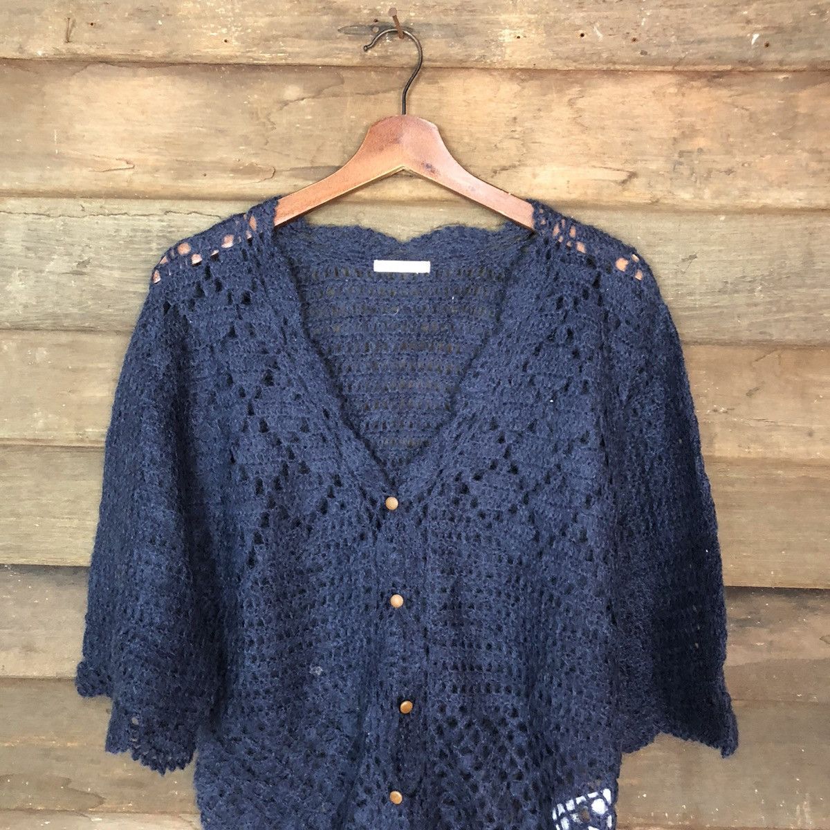 Japanese Brand × Vintage Simplicite japan mesh net crochet cardigan Knitwear #6865 Size M / US 6-8 / IT 42-44 - 2 Thumbnail