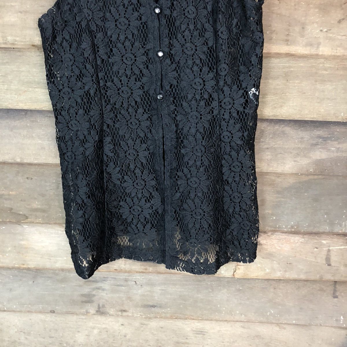 Vintage Fiesta Black sleeveless vest crochet knitwear #6811 Size S / US 4 / IT 40 - 3 Thumbnail