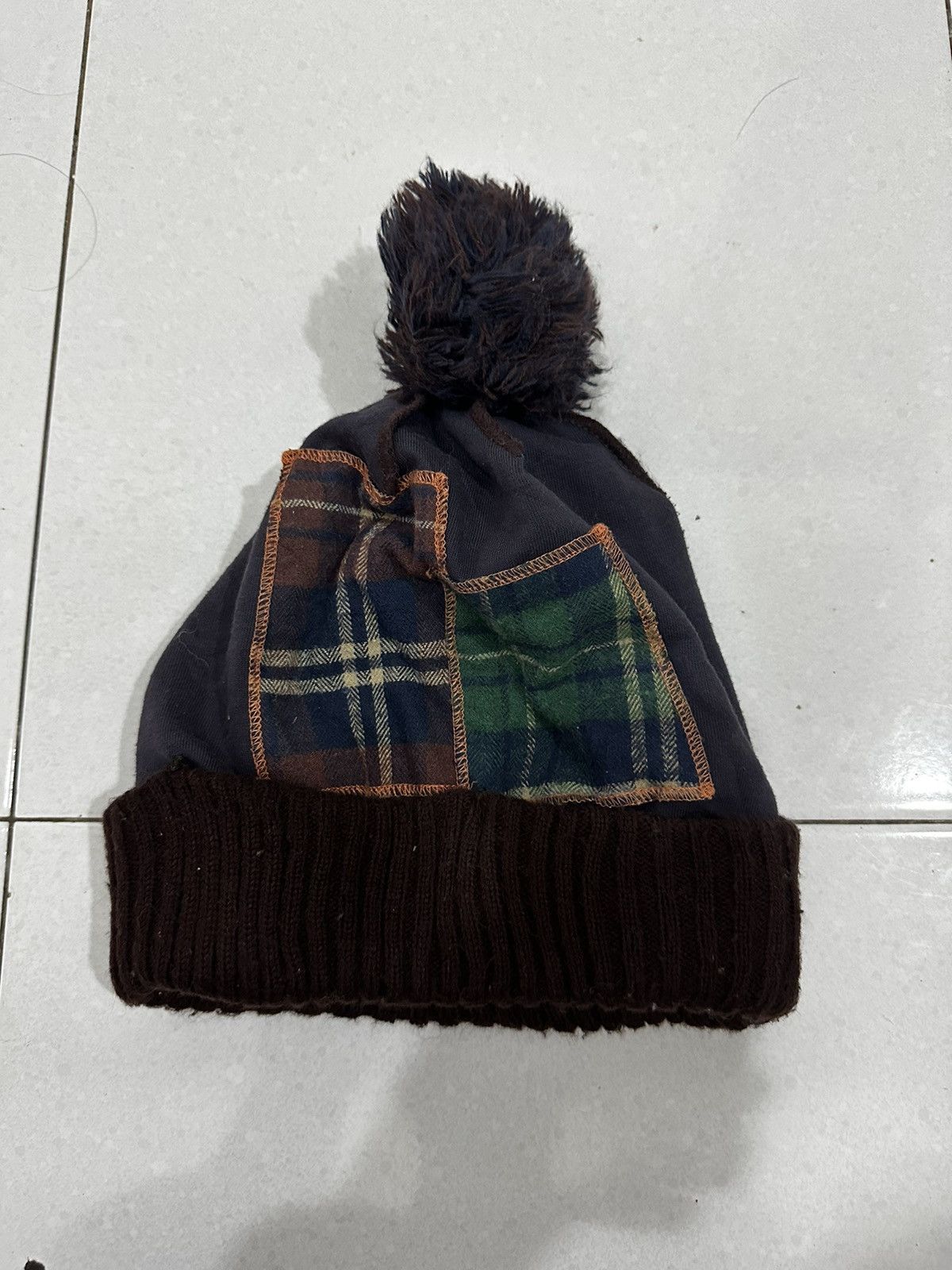 Japanese Brand Patchwork Plaid Beanie Size ONE SIZE - 3 Thumbnail