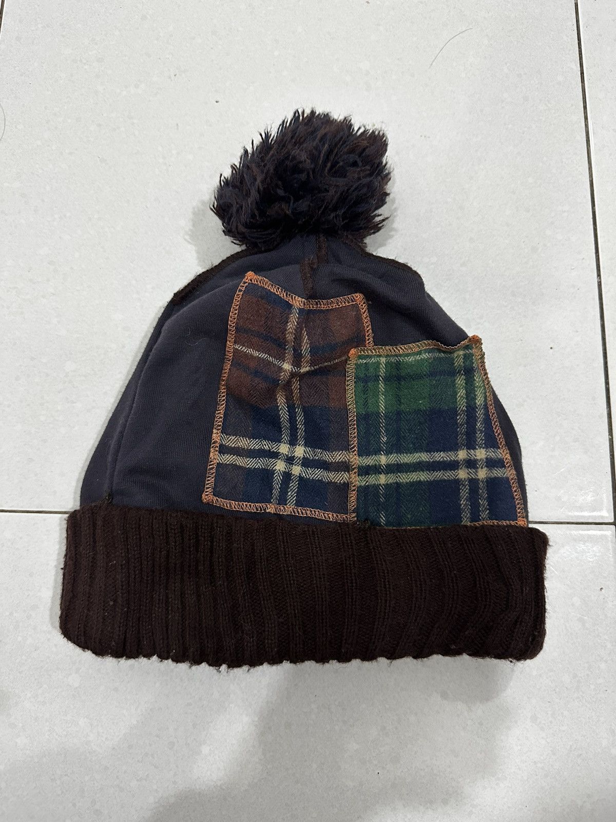 Japanese Brand Patchwork Plaid Beanie Size ONE SIZE - 1 Thumbnail