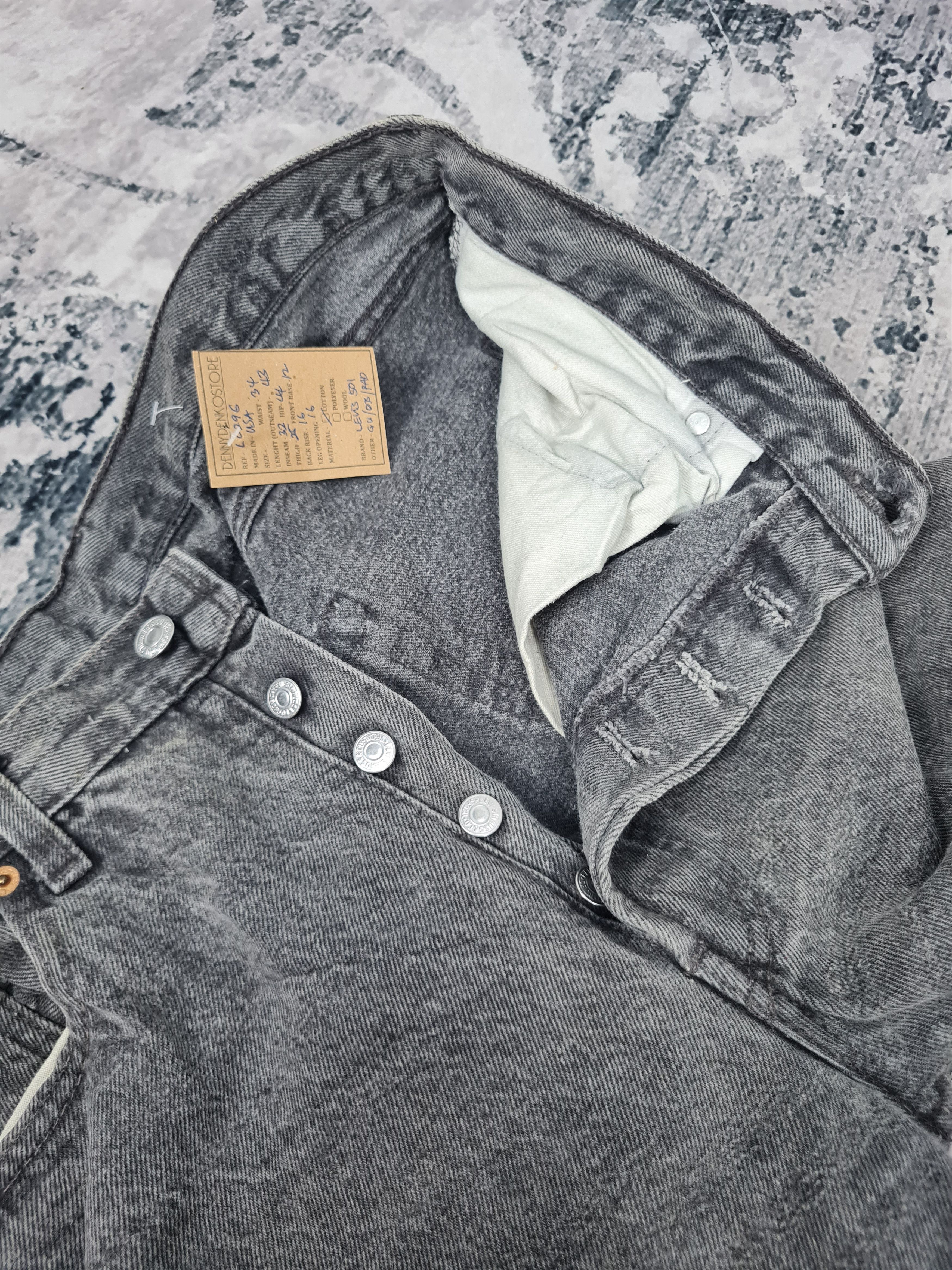 Levi's Vintage Clothing × Vintage Vtg LEVIS 501 Black Faded Made In USA Jeans L0296 Size 34x32 Size US 34 / EU 50 - 11 Thumbnail