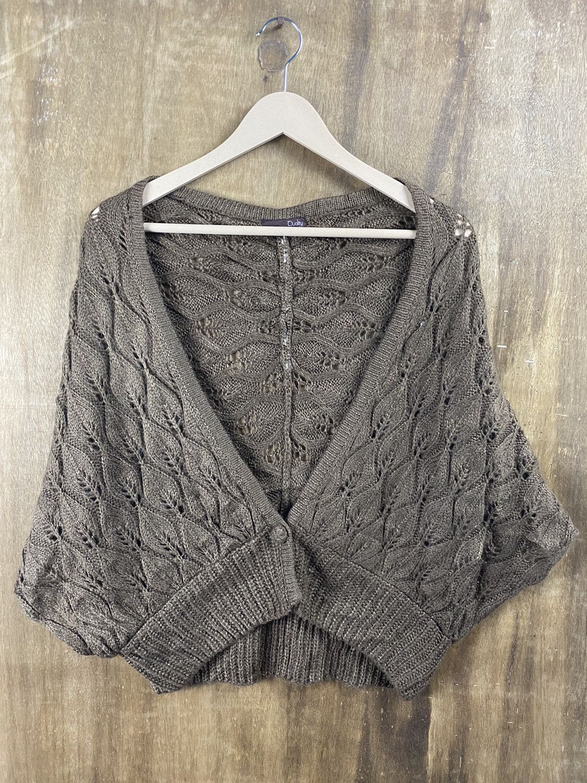 Homespun Knitwear × Japanese Brand Dualy japan crochet mesh net cardigan Knitwear #Z055 Size M / US 6-8 / IT 42-44 - 5 Thumbnail