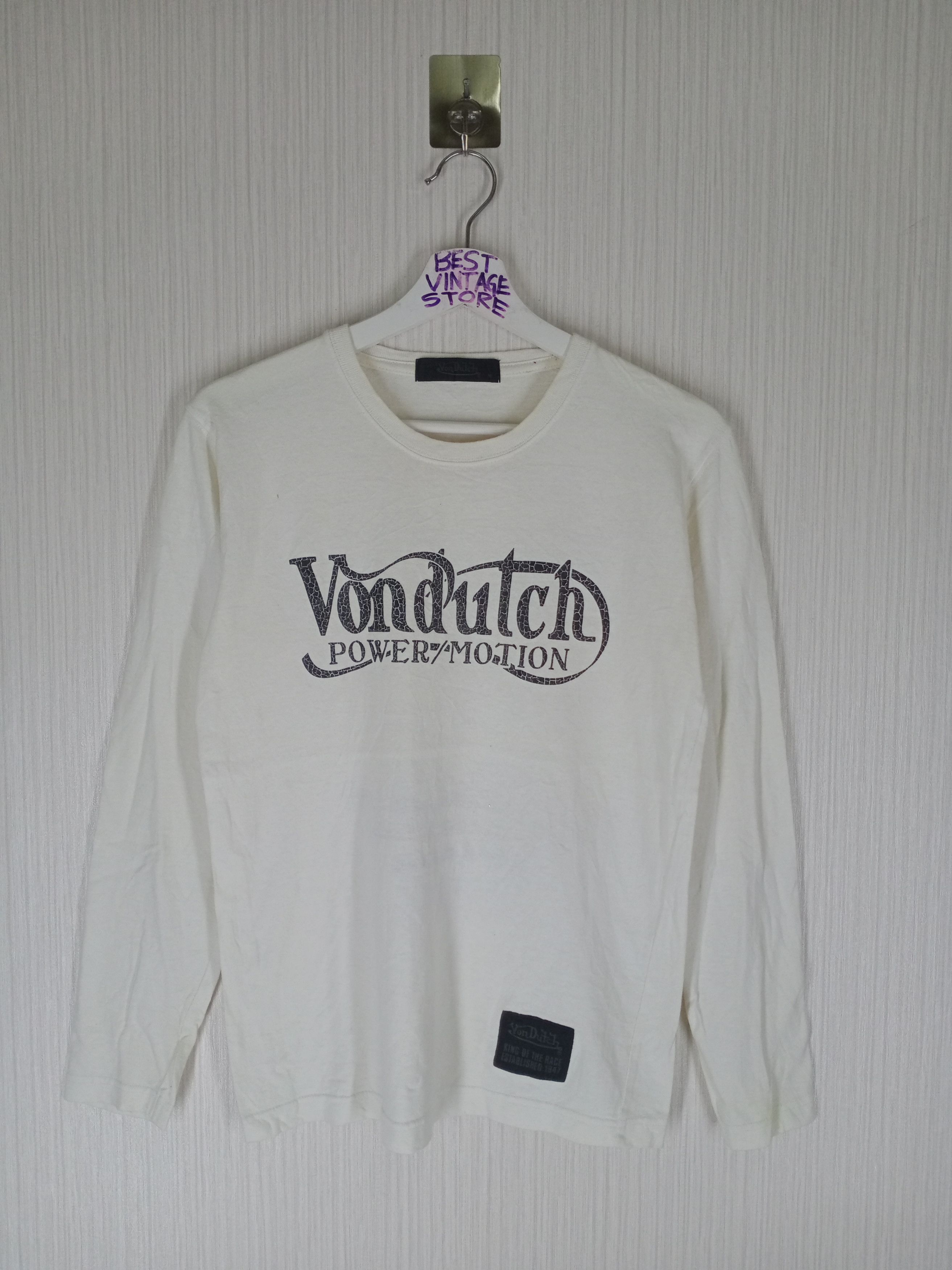 image of Von Dutch Big Logo Long Sleeve in White, Men's (Size Small)