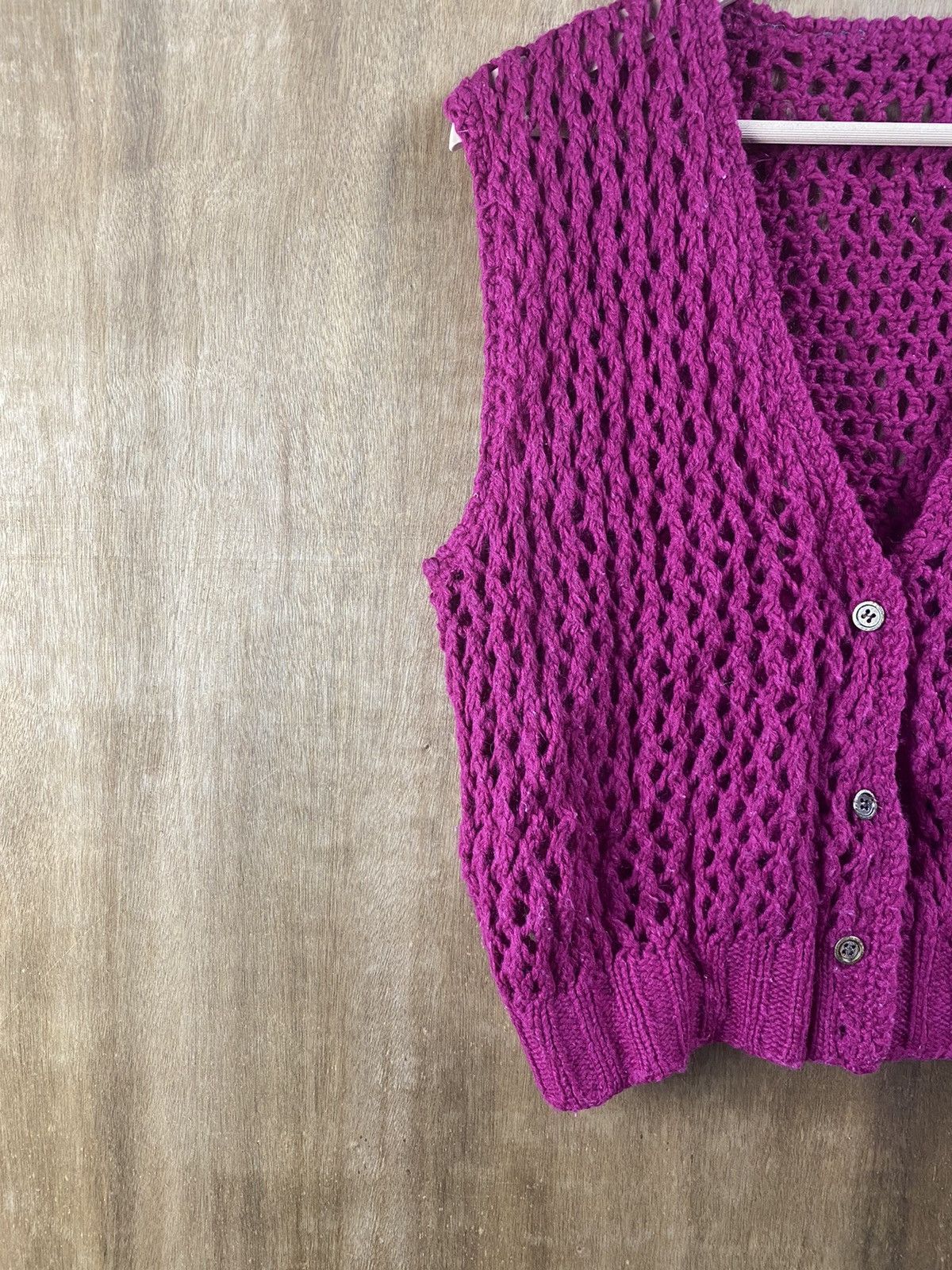 Handmade Japan crochet mesh net cardigan Homespun Knitwear #Z052 Size XS / US 0-2 / IT 36-38 - 2 Thumbnail