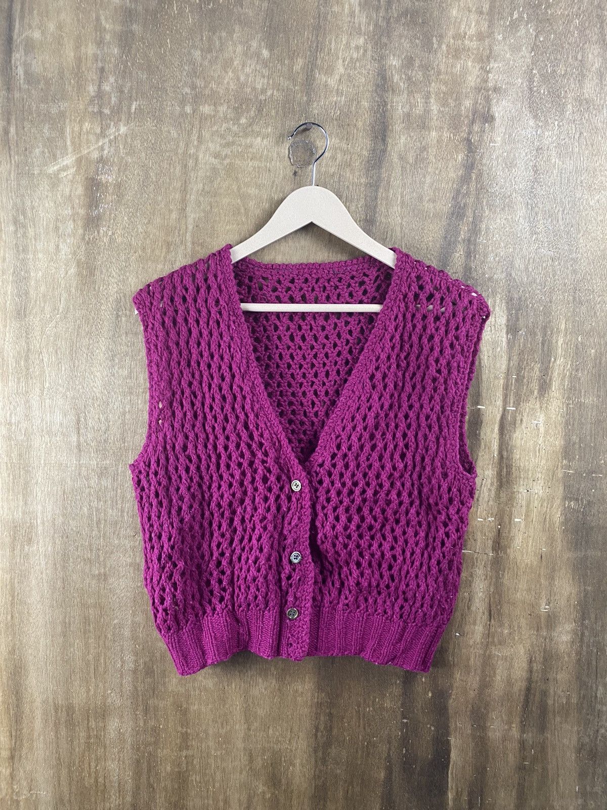 Handmade Japan crochet mesh net cardigan Homespun Knitwear #Z052 Size XS / US 0-2 / IT 36-38 - 1 Thumbnail