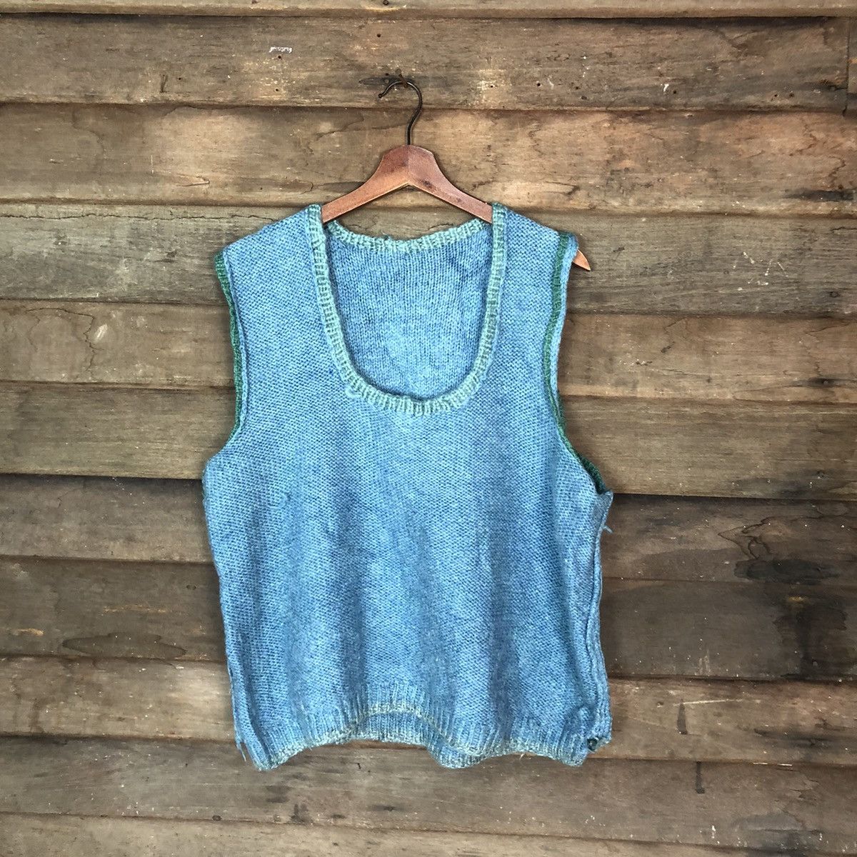Homespun Knitwear × Japanese Brand Japanese Brand Blue crochet knitwear Vest #6871 Size US M / EU 48-50 / 2 - 1 Thumbnail