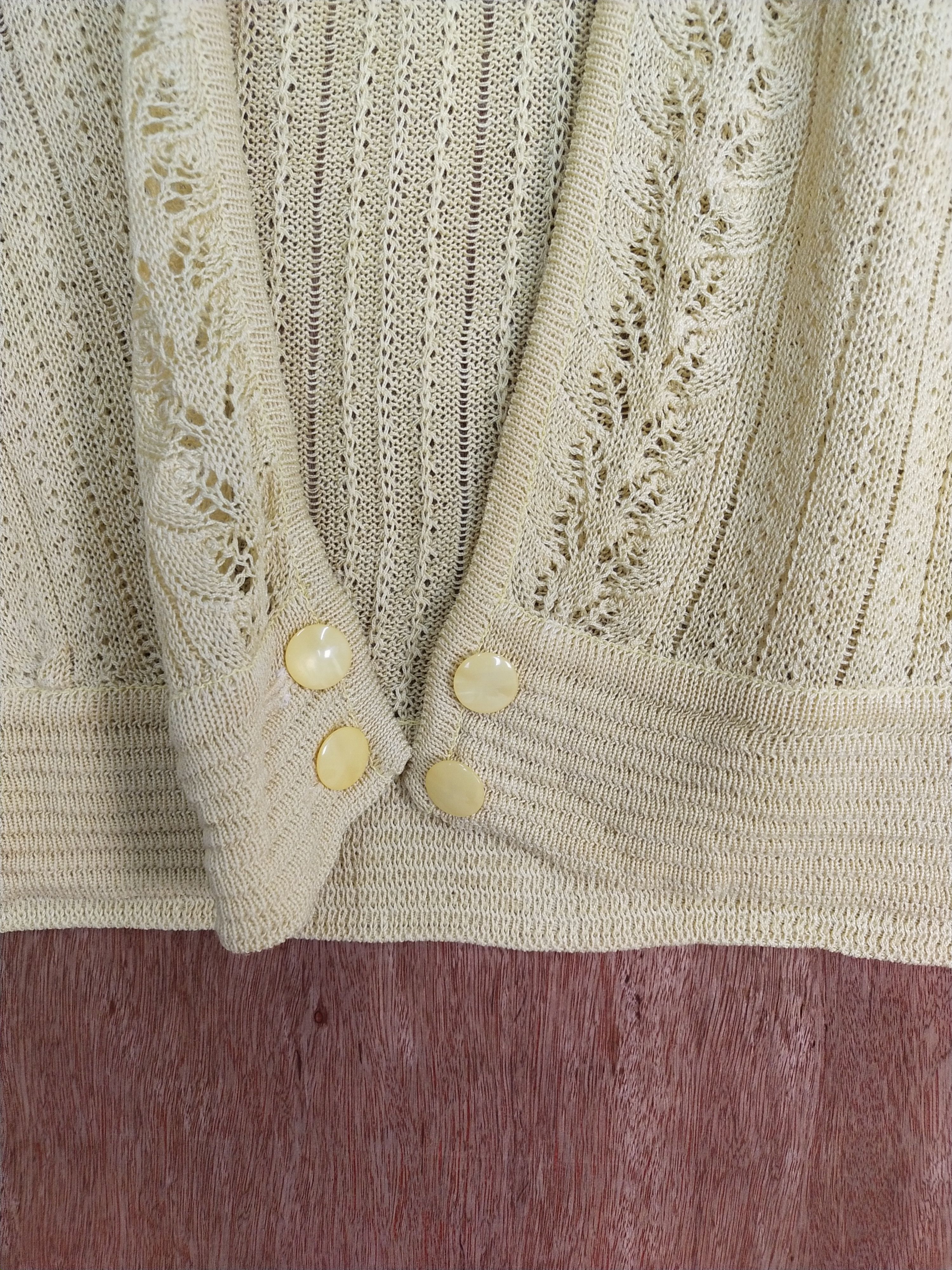 Homespun Knitwear Jolno cream crochet meshnet knitwear cardigan #S195 Size S / US 4 / IT 40 - 5 Thumbnail