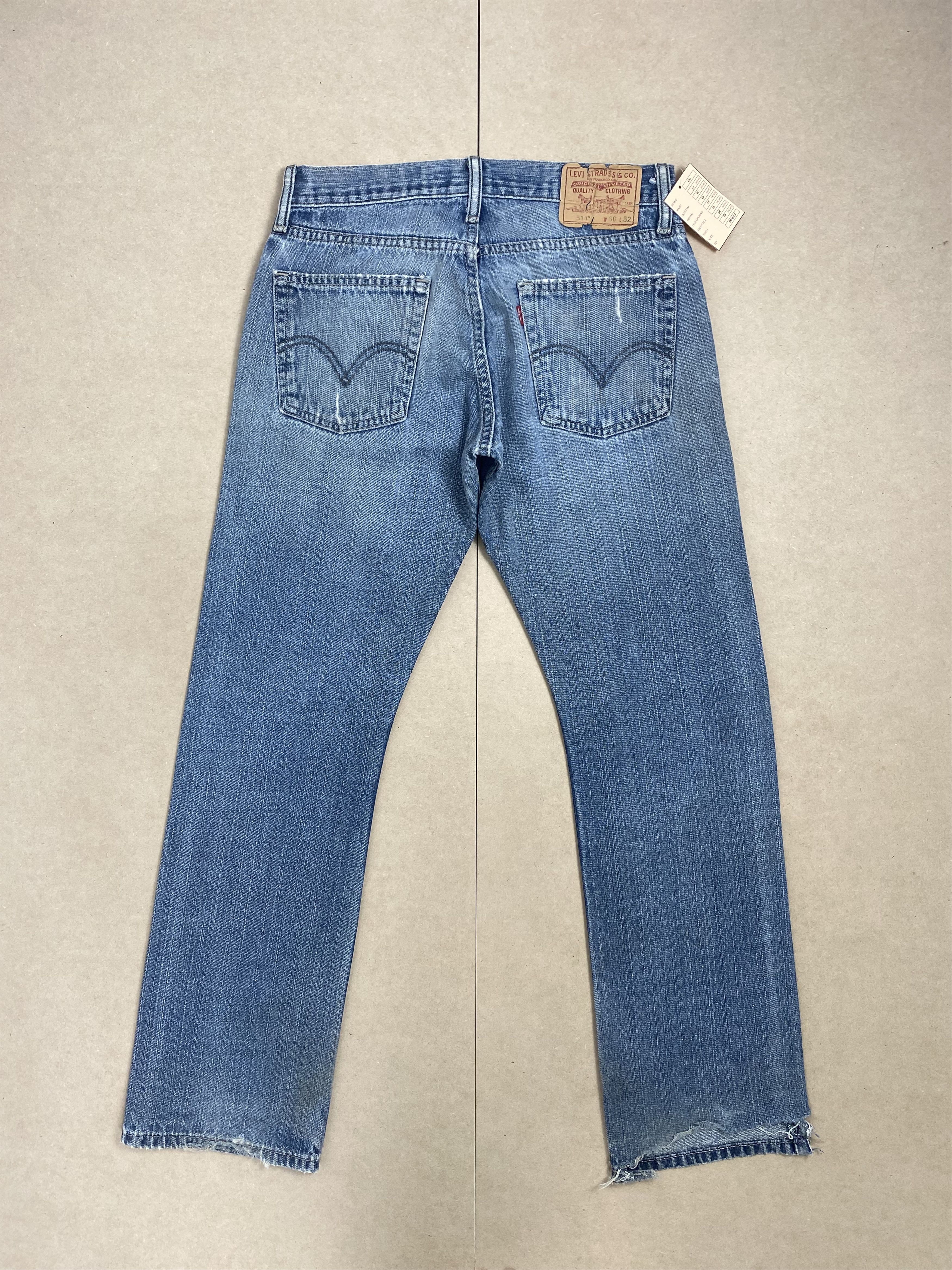 Levi's Vintage Levis 514 Straight Cut Distressed Faded Blue Jeans Size US 30 / EU 46 - 6 Thumbnail