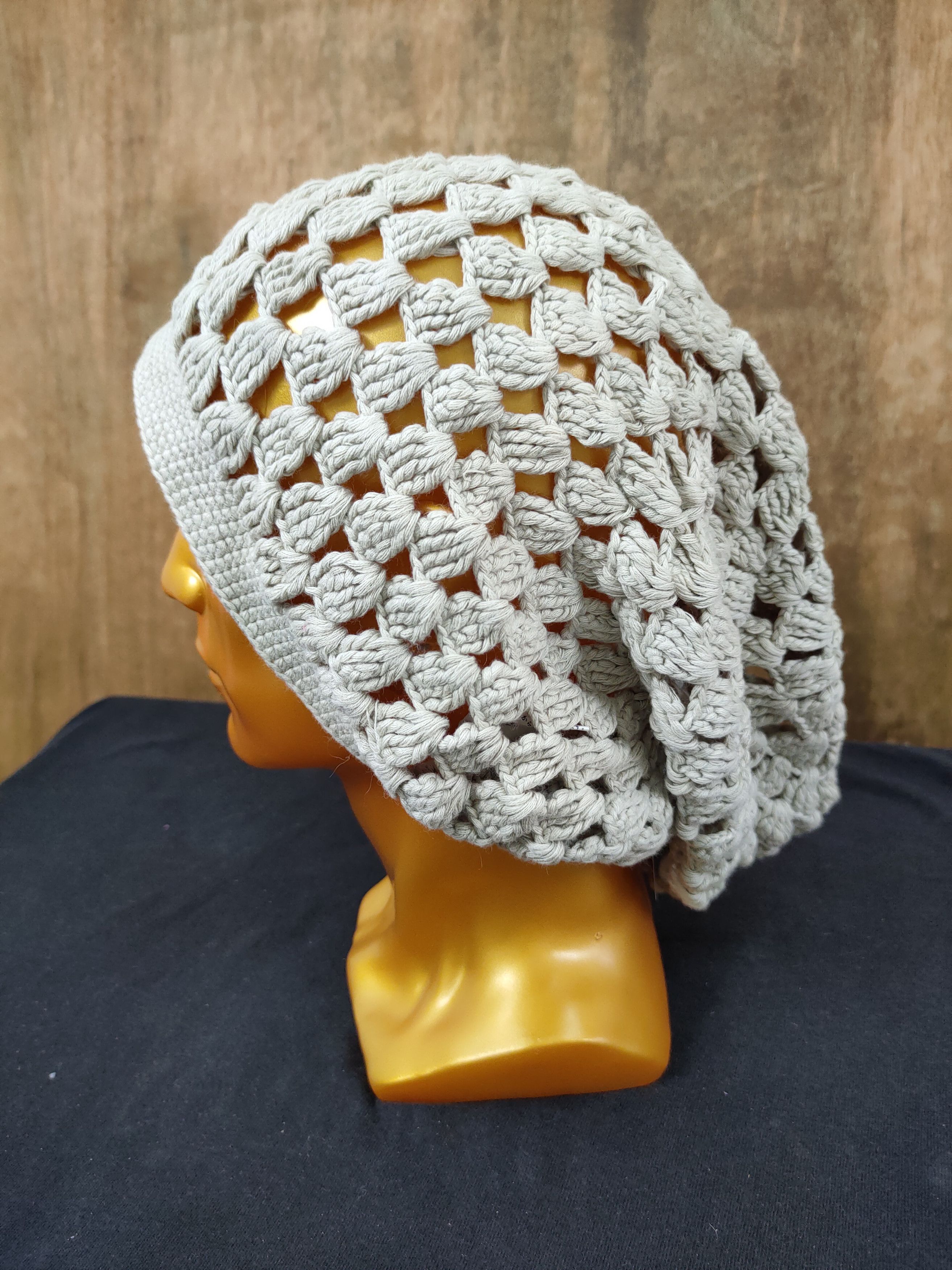 Homespun Knitwear Japanese crochet grey mesh net knit beanie vintage #180 Size ONE SIZE - 3 Thumbnail