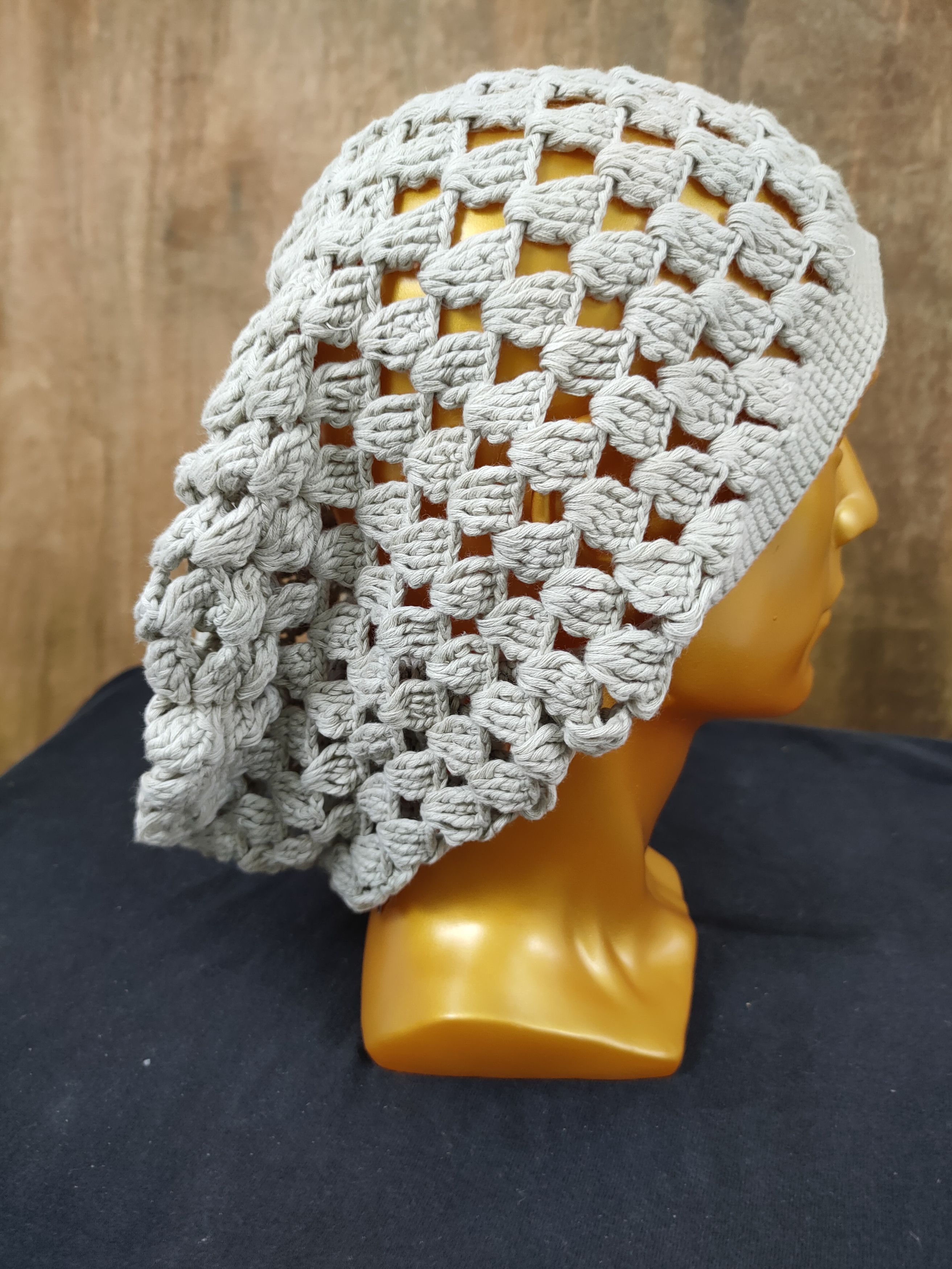 Homespun Knitwear Japanese crochet grey mesh net knit beanie vintage #180 Size ONE SIZE - 5 Thumbnail